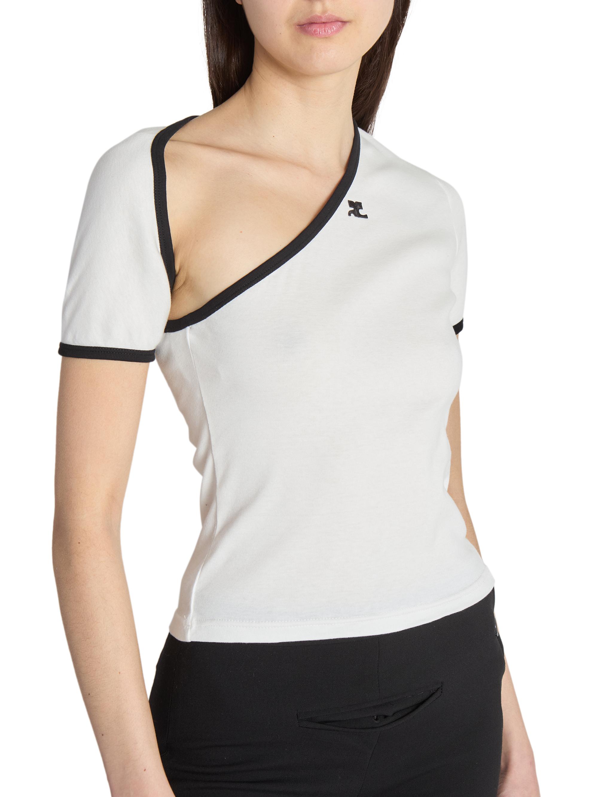Courreges Cotton Asymmetric Slash T-Shirt | Saks Fifth Avenue