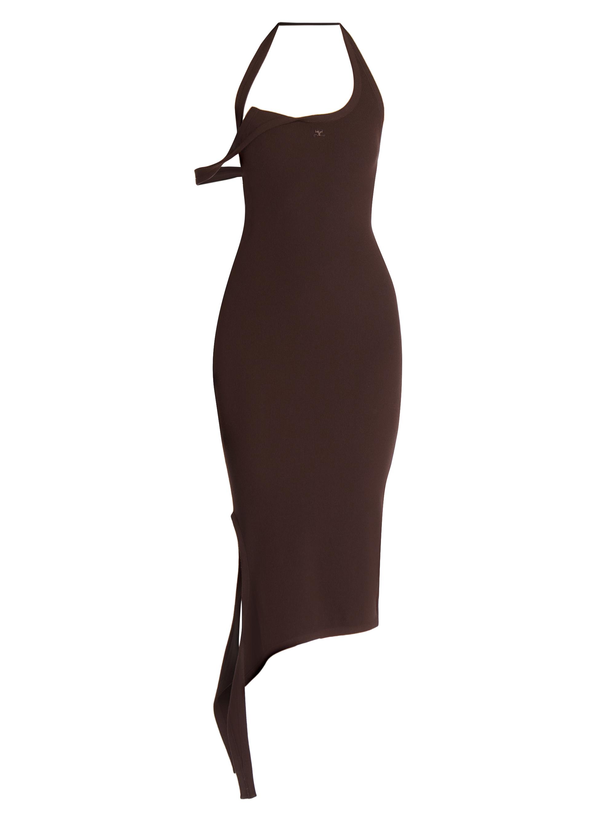 Courrèges Women's Undressed Asymmetric Halter Midi-Dress - Chocolate