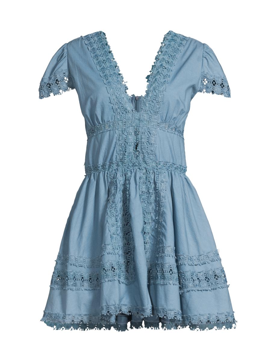 Peixoto Piper Lace-Trimmed Cotton Minidress | Saks Fifth Avenue