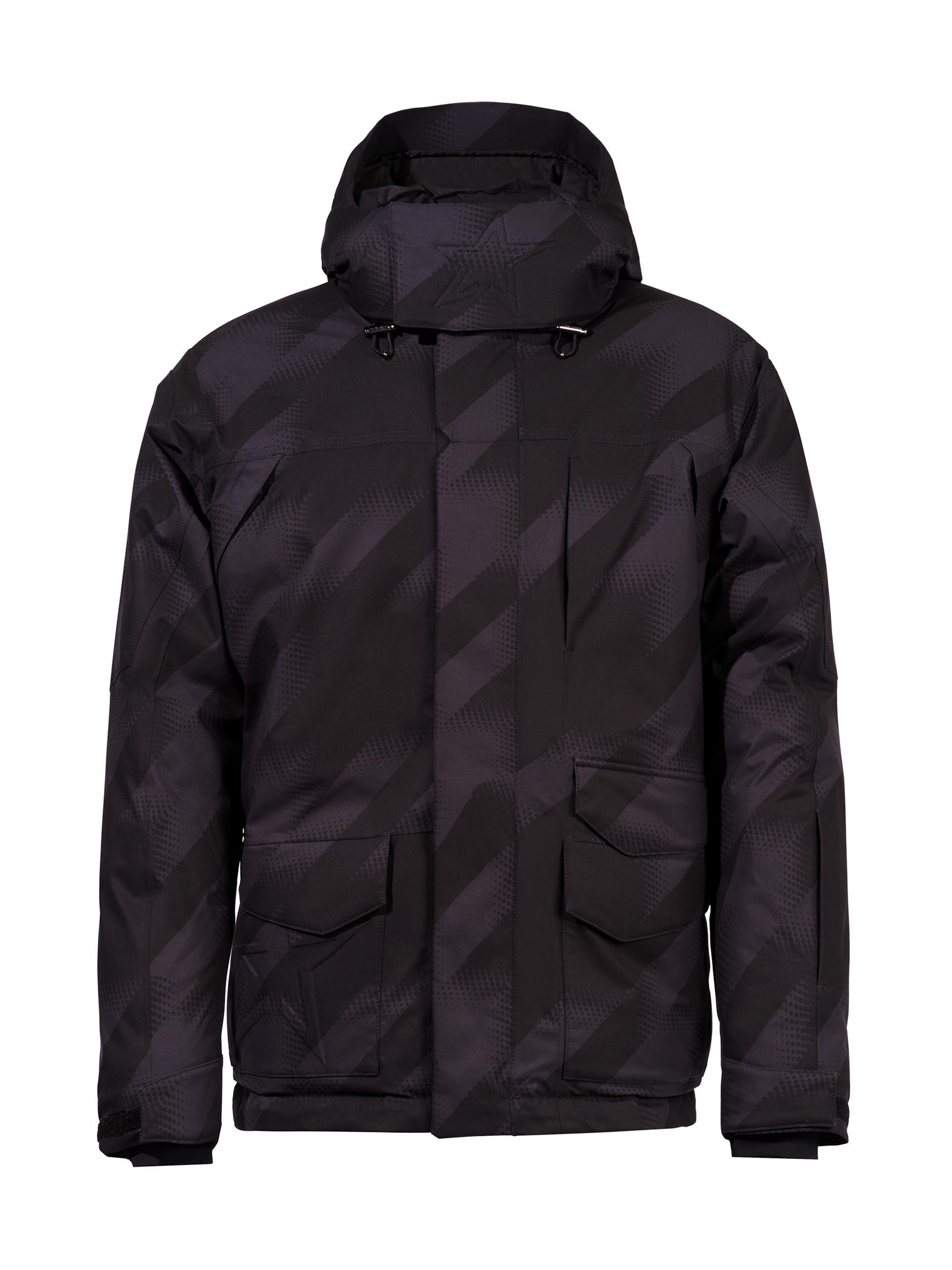 Perfect Moment Men's Max Houndstooth Down Hooded Ski Parka - Blurred Houndstooth Black