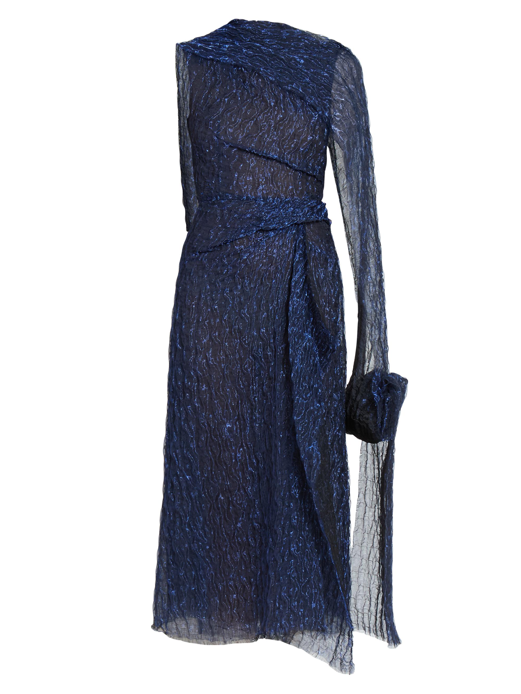 Erdem Women's Metallic Draped Cape Midi-Dress - Sapphire