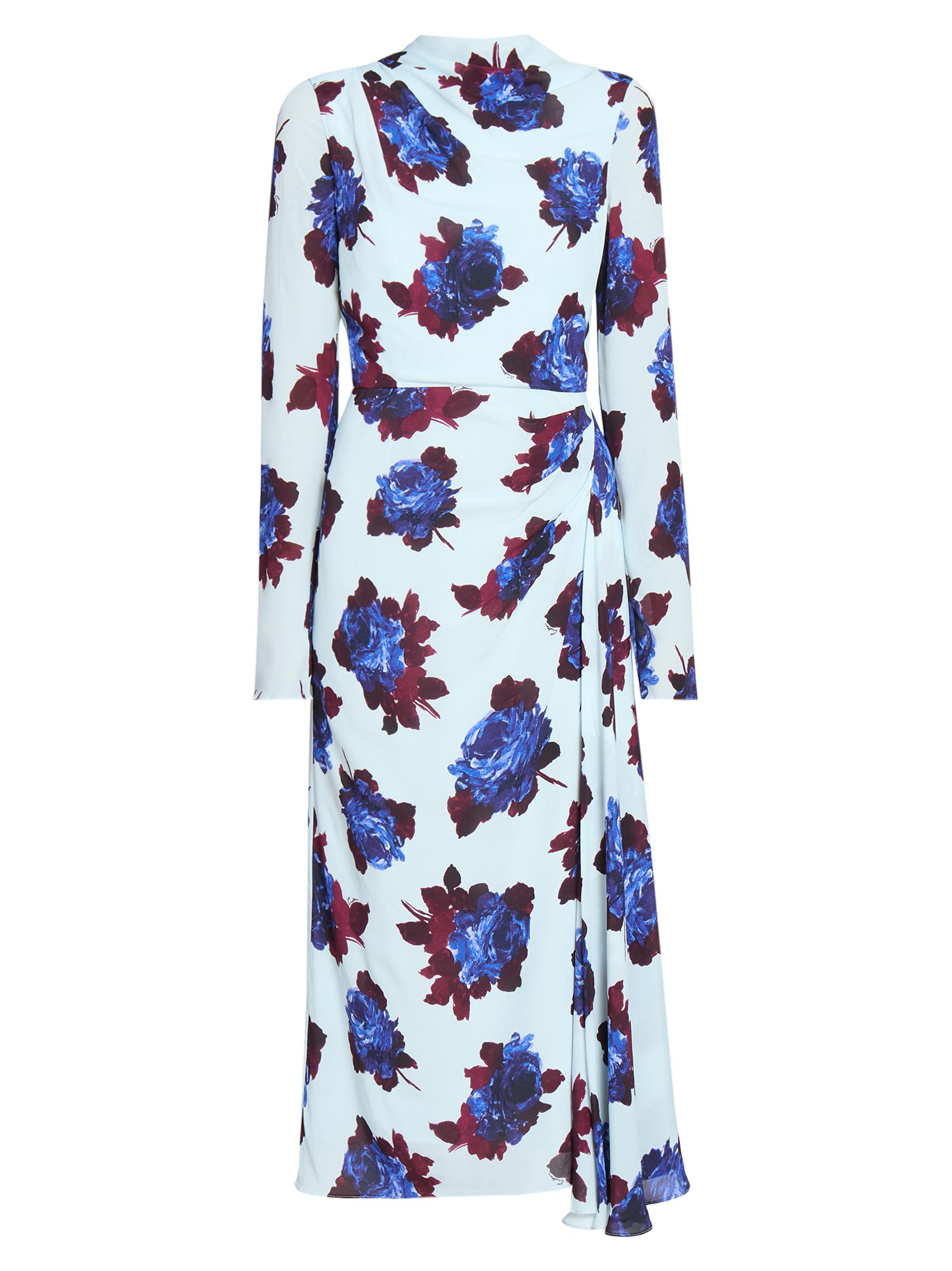 Erdem Women's Floral Draped Midi-Dress - Rossini Rose Ice Blue