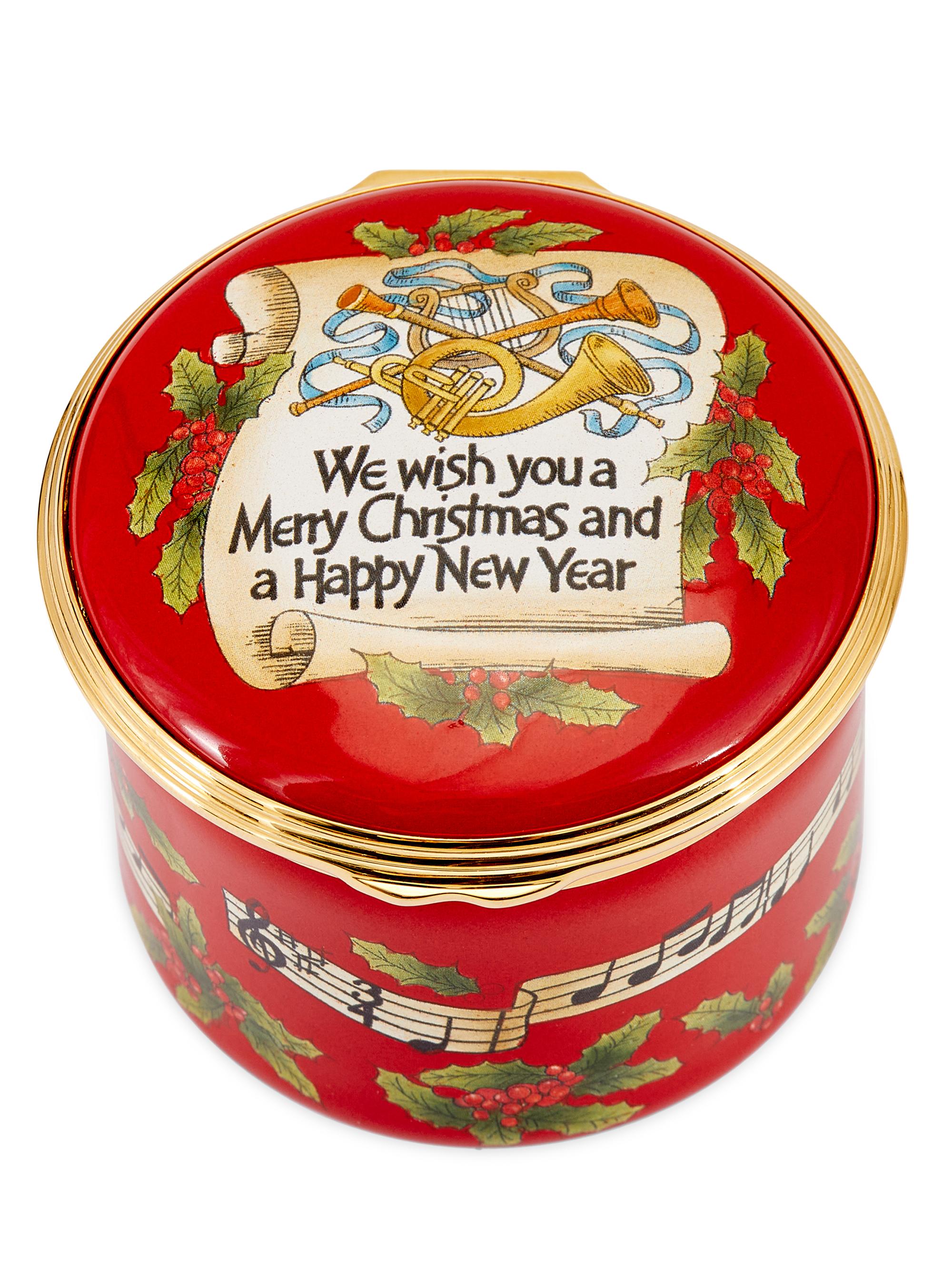 Halcyon Days We Wish You A Merry Christmas Music Box - Red