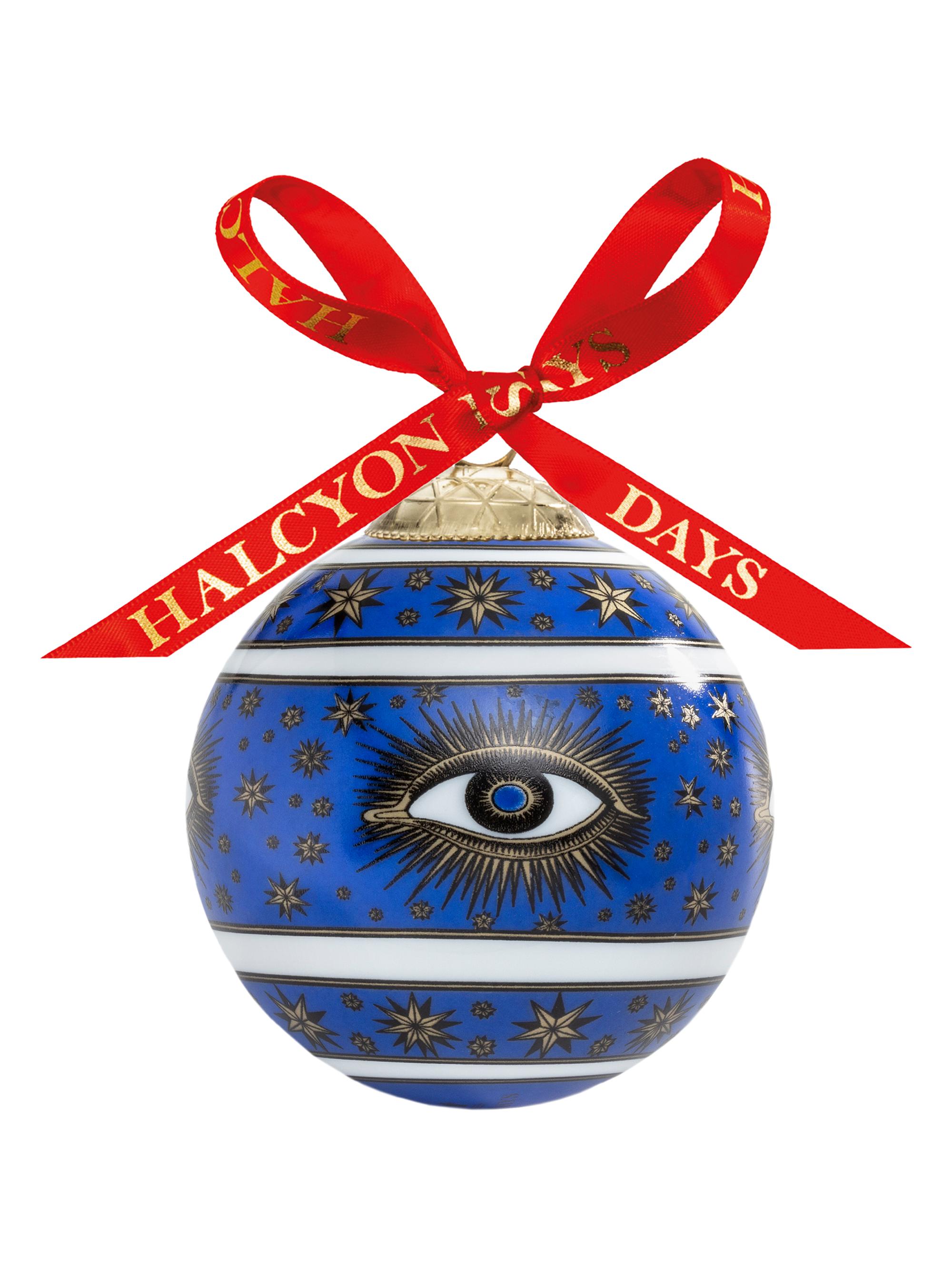 Halcyon Days Evil Eye Christmas Ornament - Blue