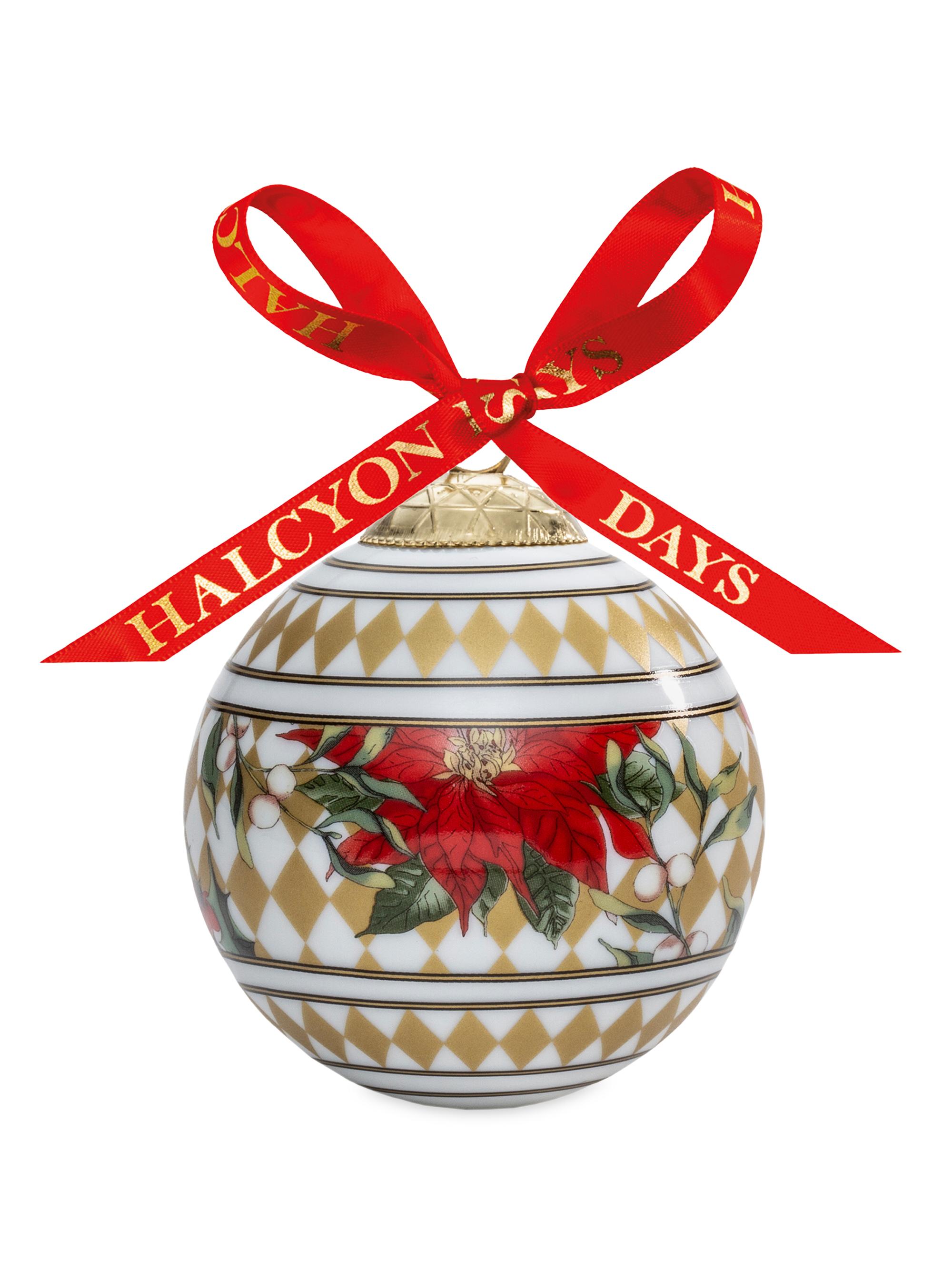 Halcyon Days Parterre Gold With Poinsettia Ornament - Gold