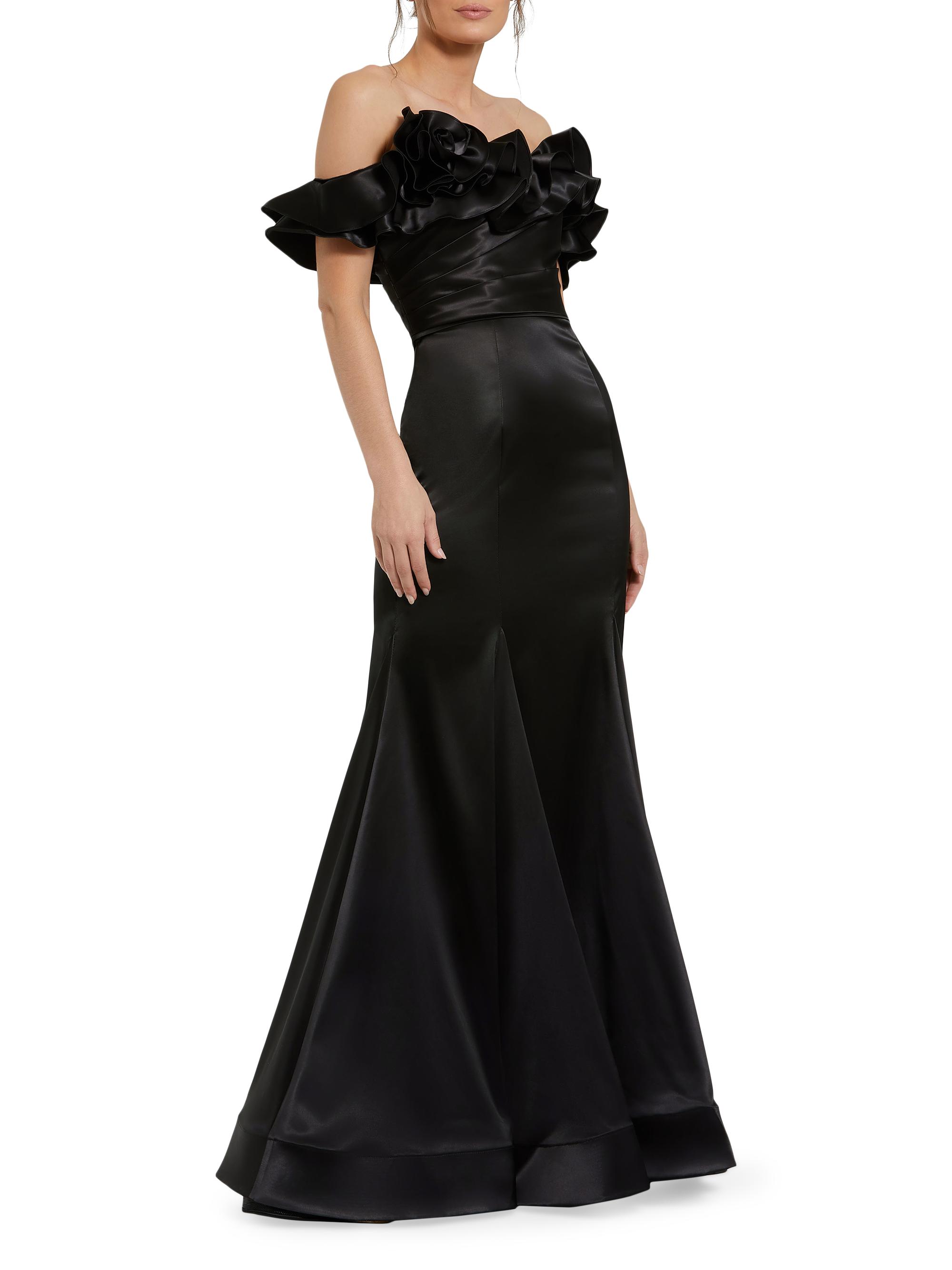 Mac Duggal Women's Satin Ruffled Off-The-Shoulder Mermaid Gown - Black