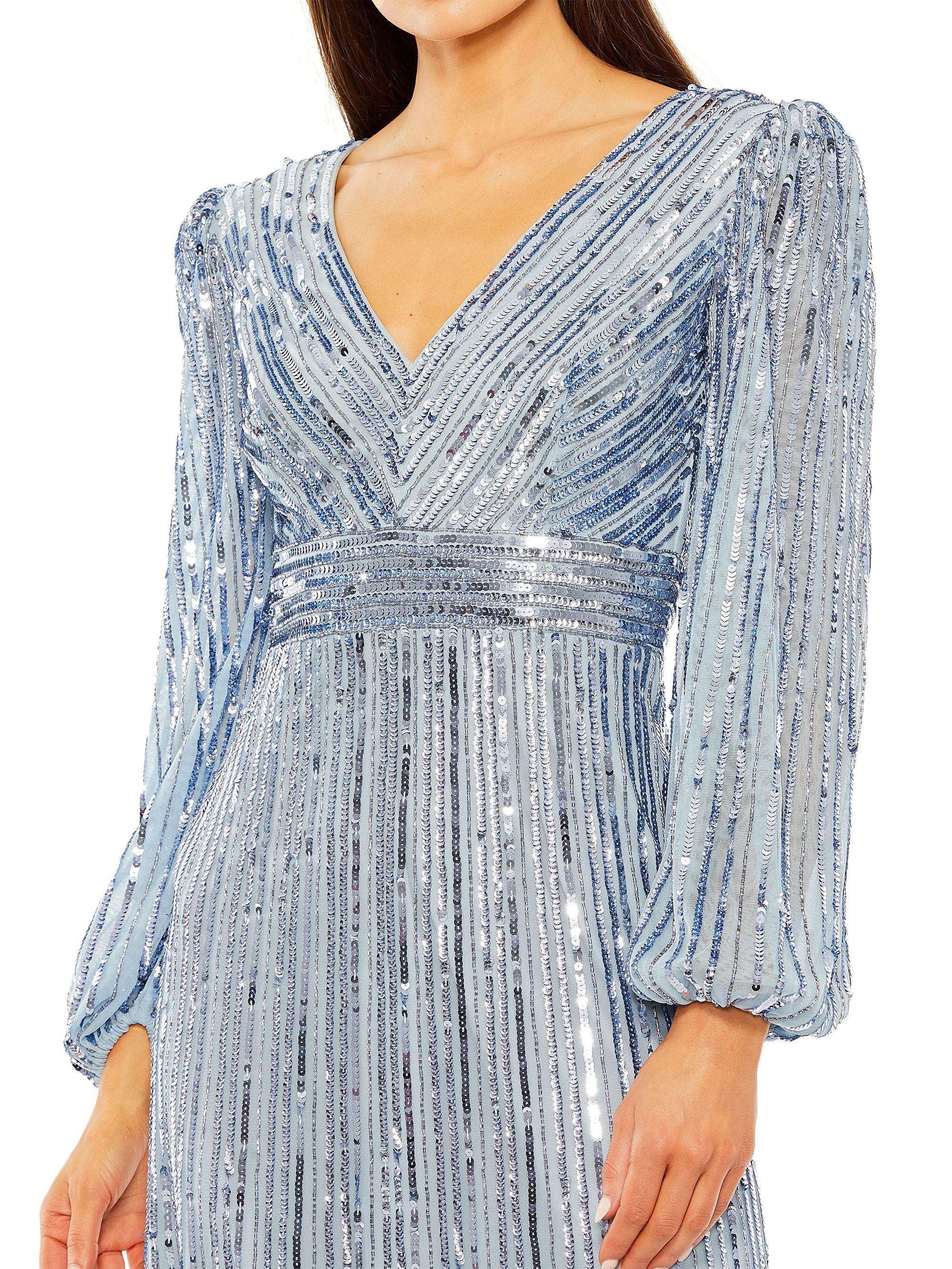 blouson sleeve sequin dress Coast Women's Blouson Sleeve V Neck Sequin Floral Mesh Midaxi Dress in Lilac