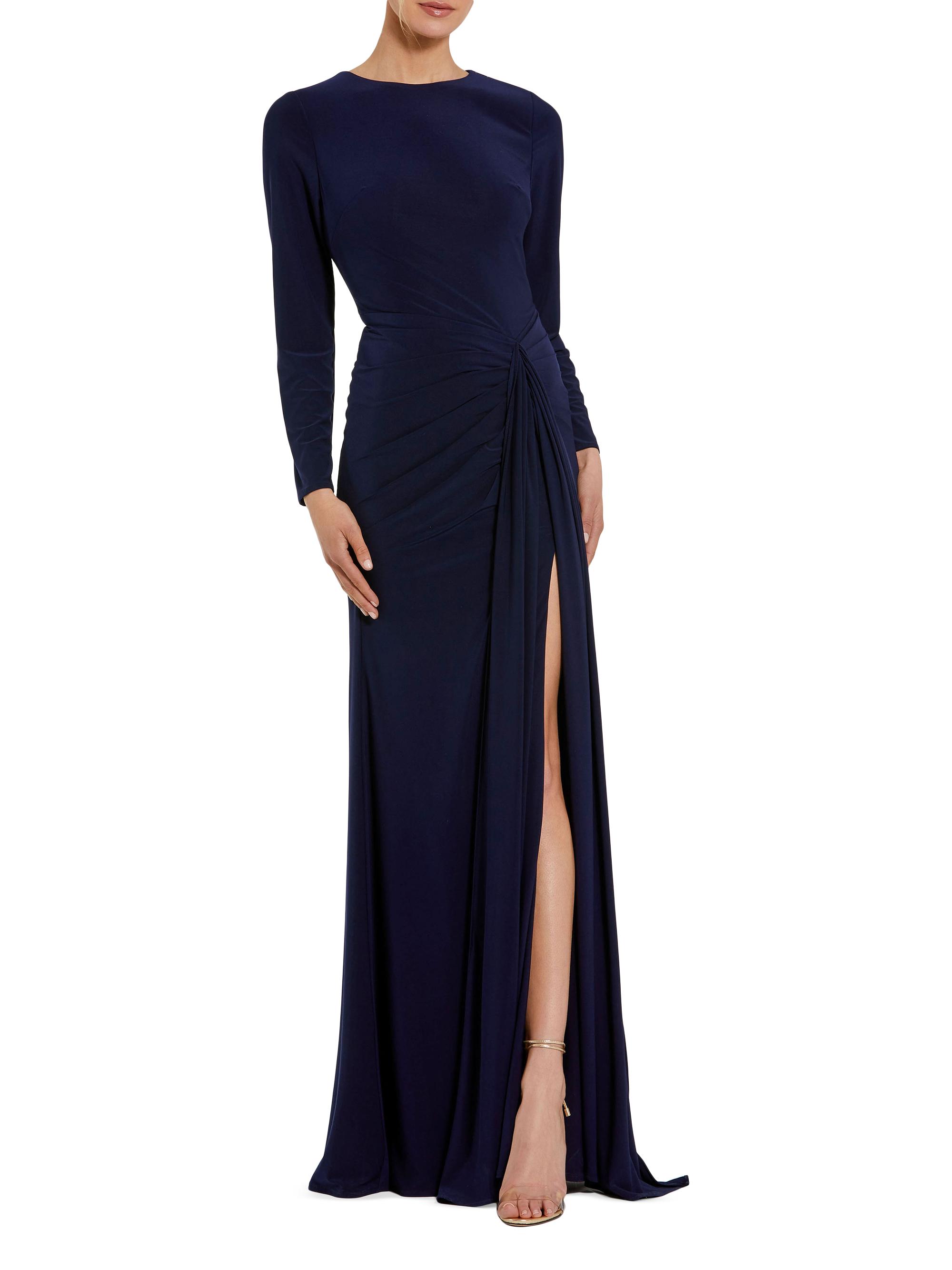 Mac Duggal Women's Jersey Ruched Waist Slip Gown - Midnight