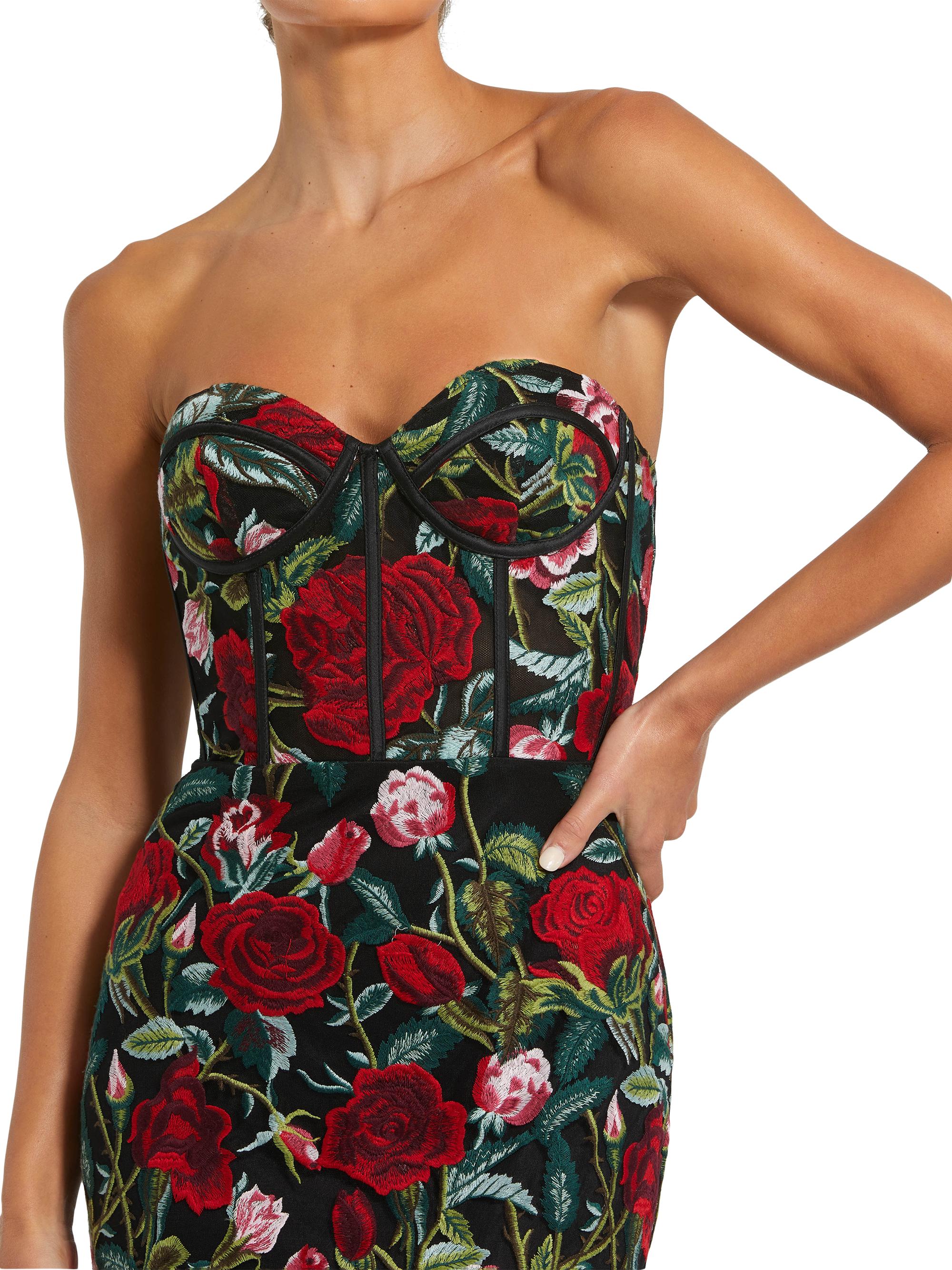 Mac Duggal Floral Embroidered Bustier Column Gown | Saks Fifth Avenue