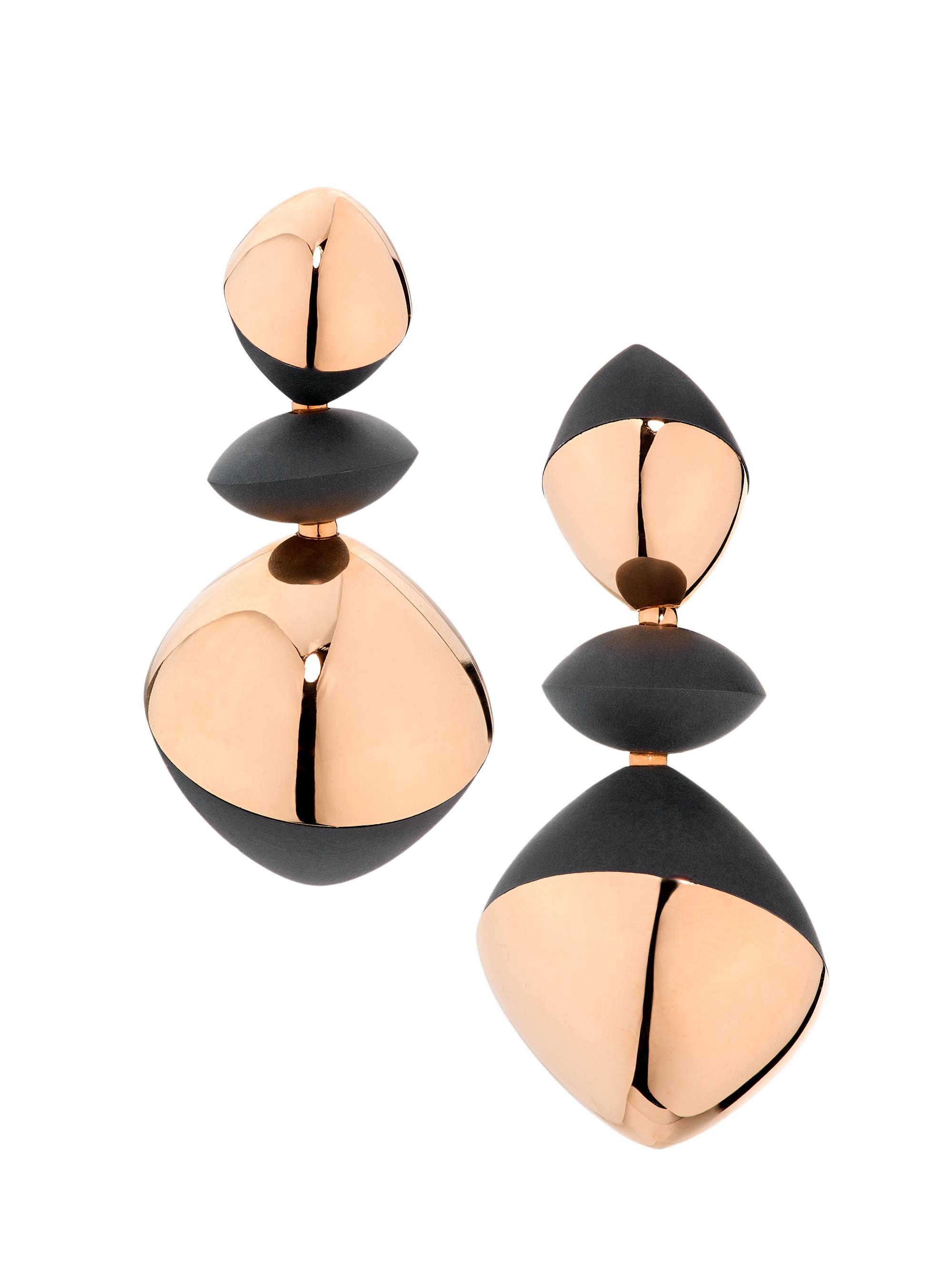 Vhernier Women's Trottola 18K Rose Gold & Black Titanium Drop Earrings - Aluminum And Rose Gold