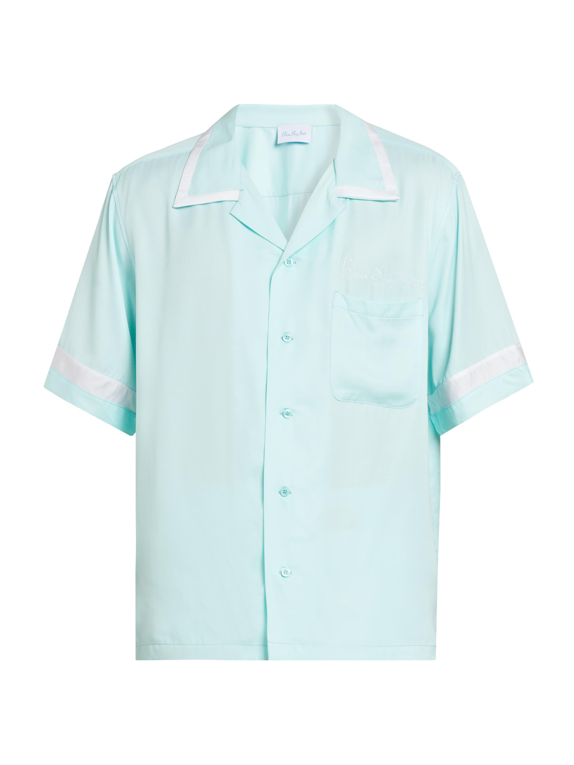 Blue Sky Inn Men's Logo-Embroidered Camp Shirt - Powder Blue