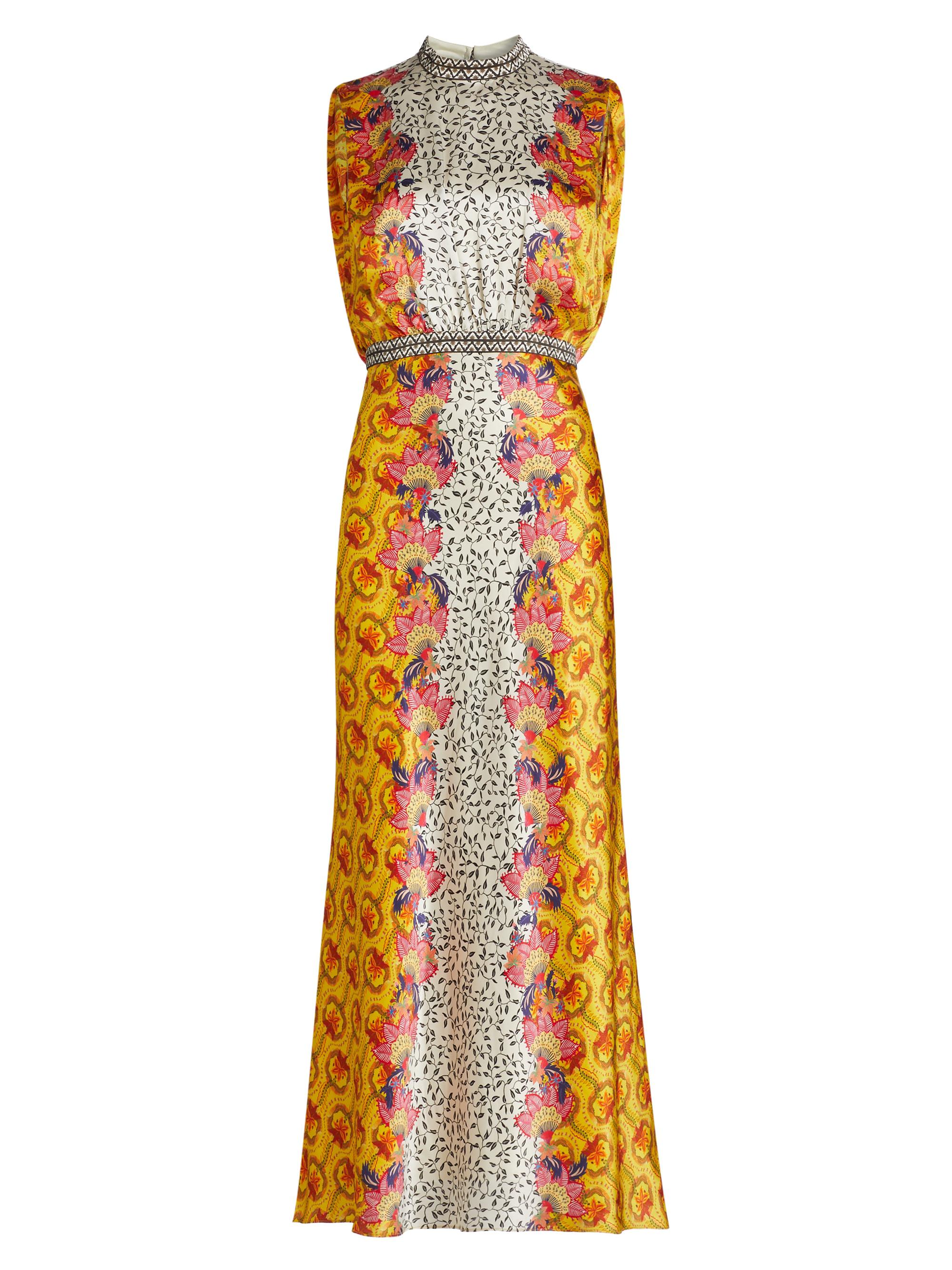 Saloni Women's Fleur Floral Silk Maxi Dress - Madya Border Plmt