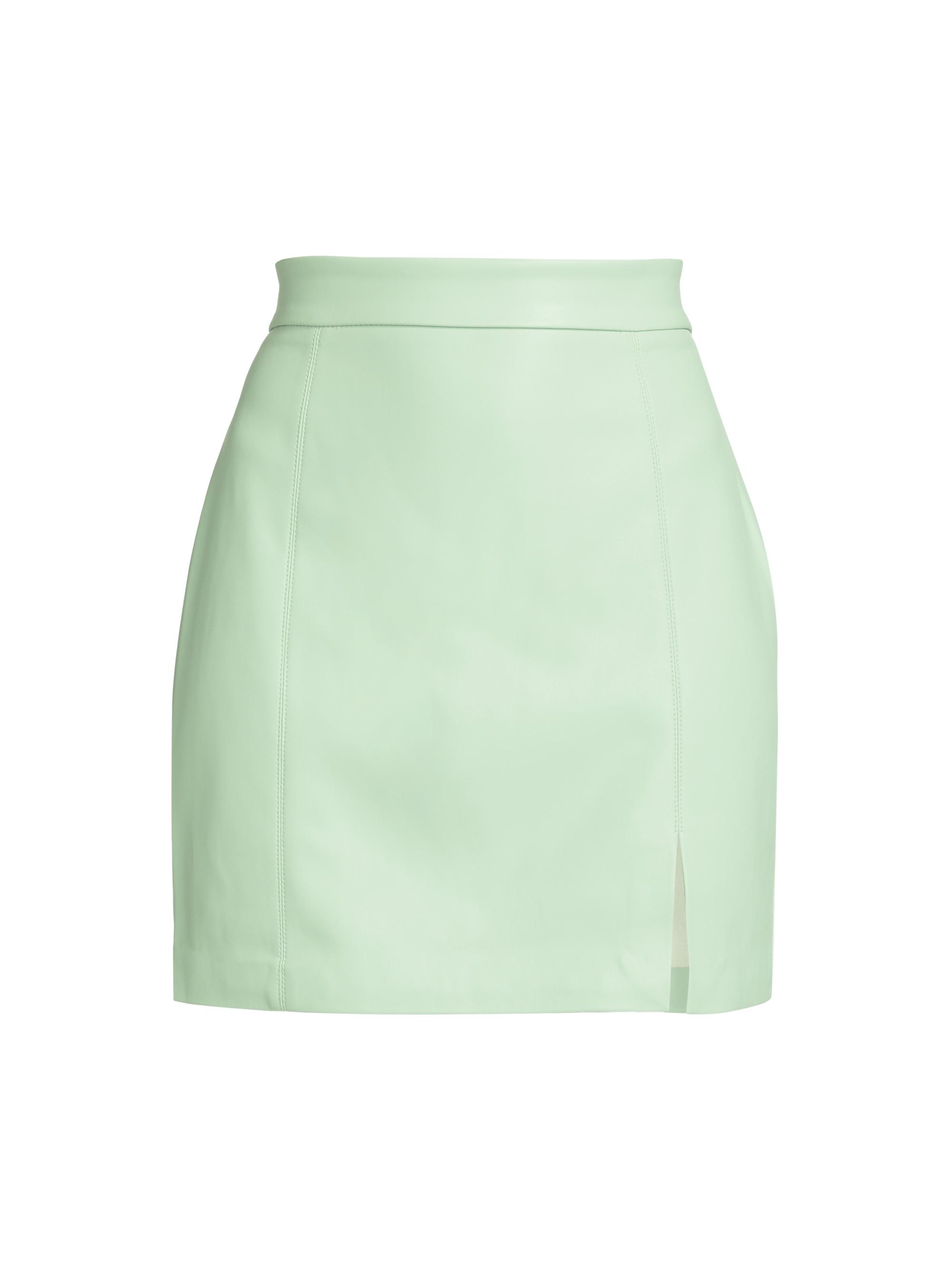 susana monaco Women's Faux Leather Slit Skirt - Mint Chip