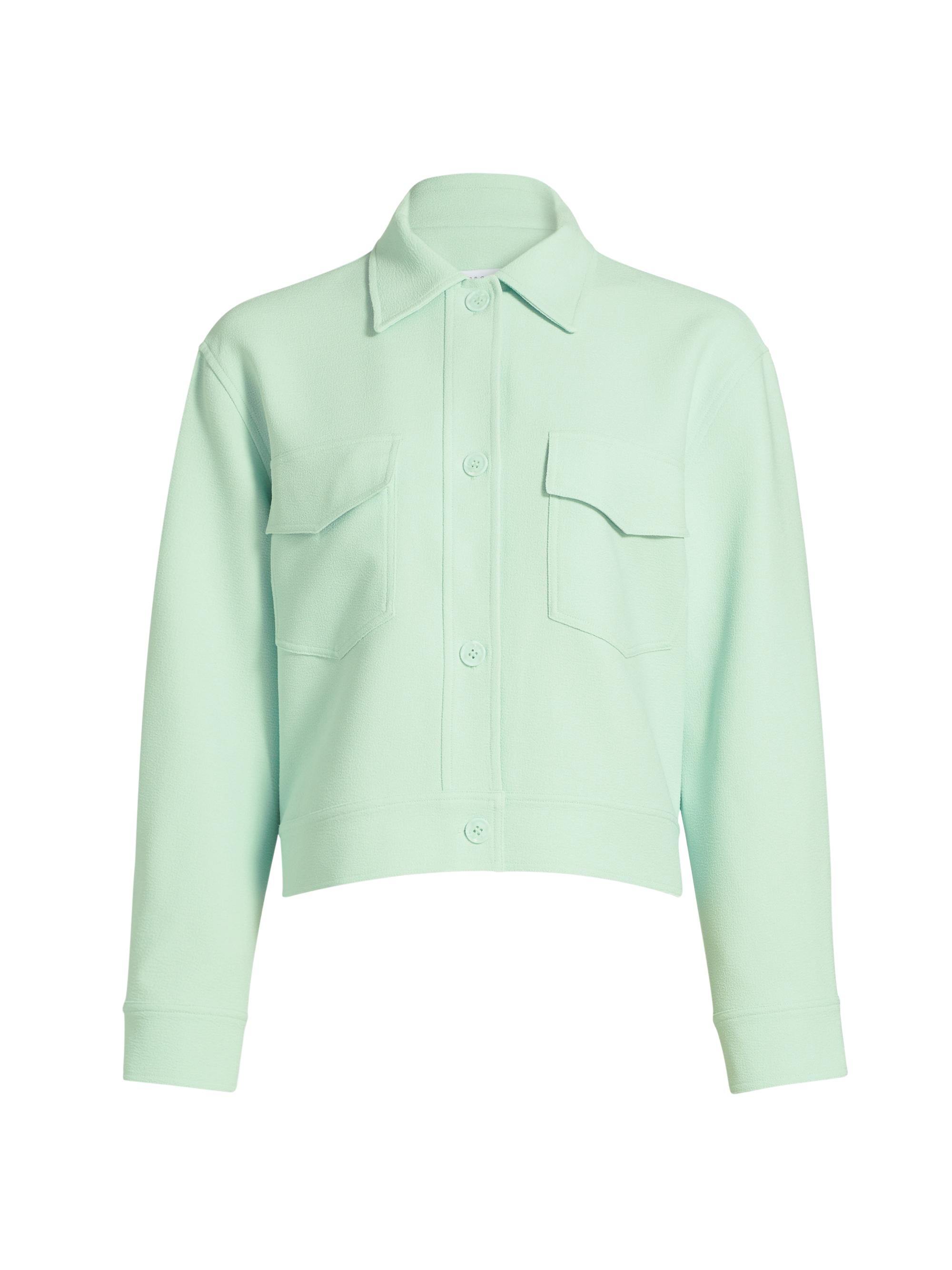 susana monaco Women's Pebble Weave Oversized Cargo Jacket - Mint Chip