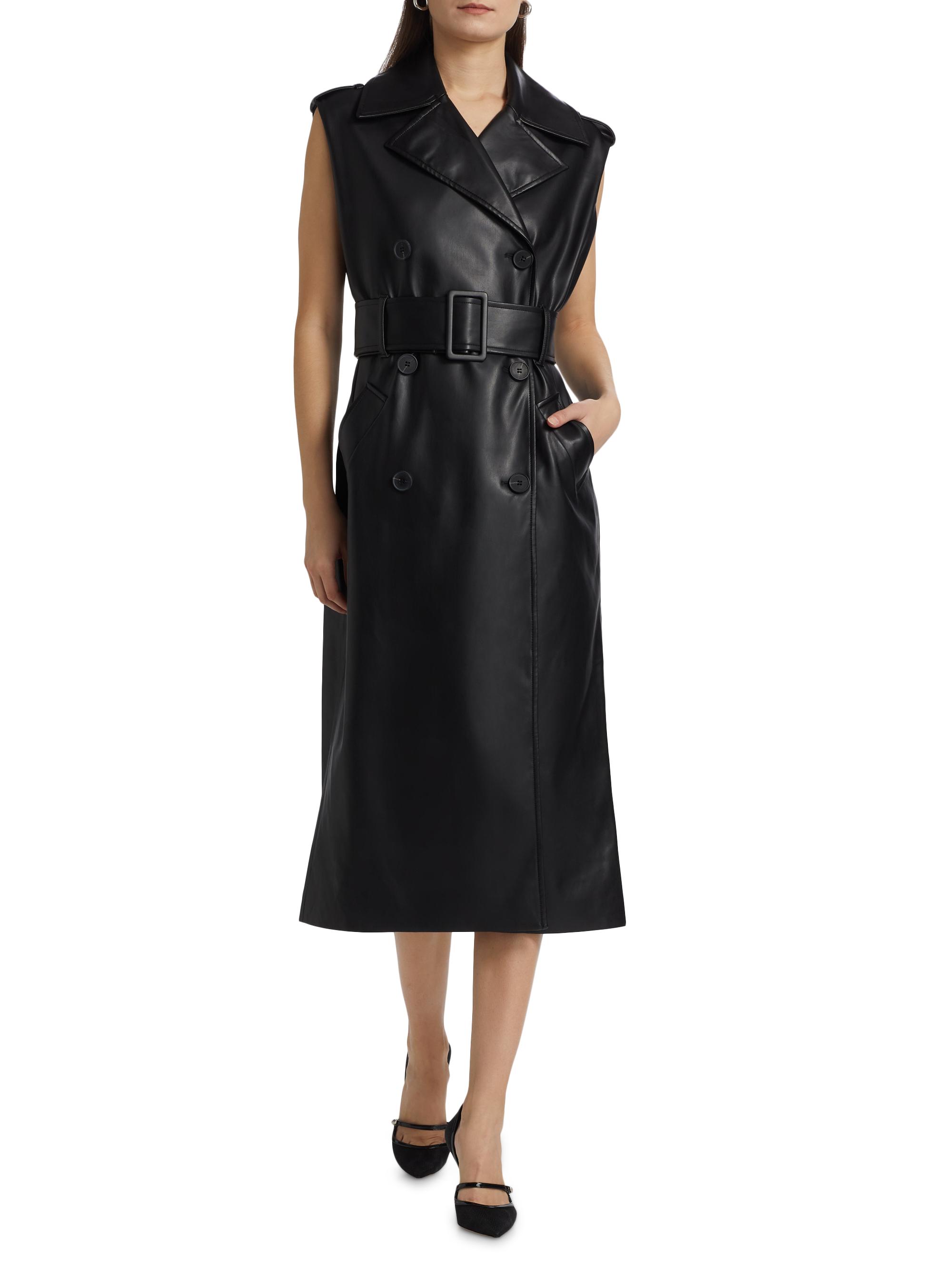 chinese dress ladies Buy Susana Monaco Women's Faux Leather Thin Strap Square Neck Dress, Black,  Large at Amazon.in main image 1