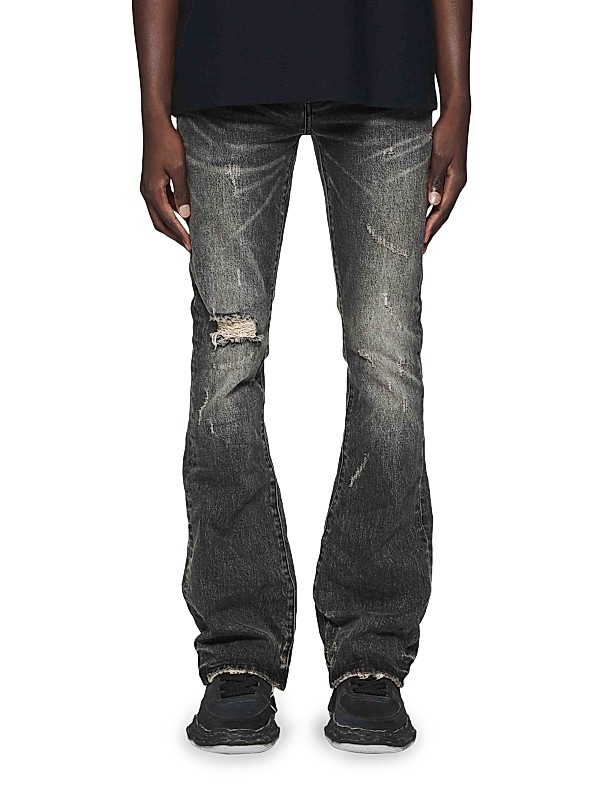 Shop Purple Brand P004 Stretch Distressed Flared Slim-Fit Shop Purple Brand P004 Stretch Distressed Flared Slim-Fit