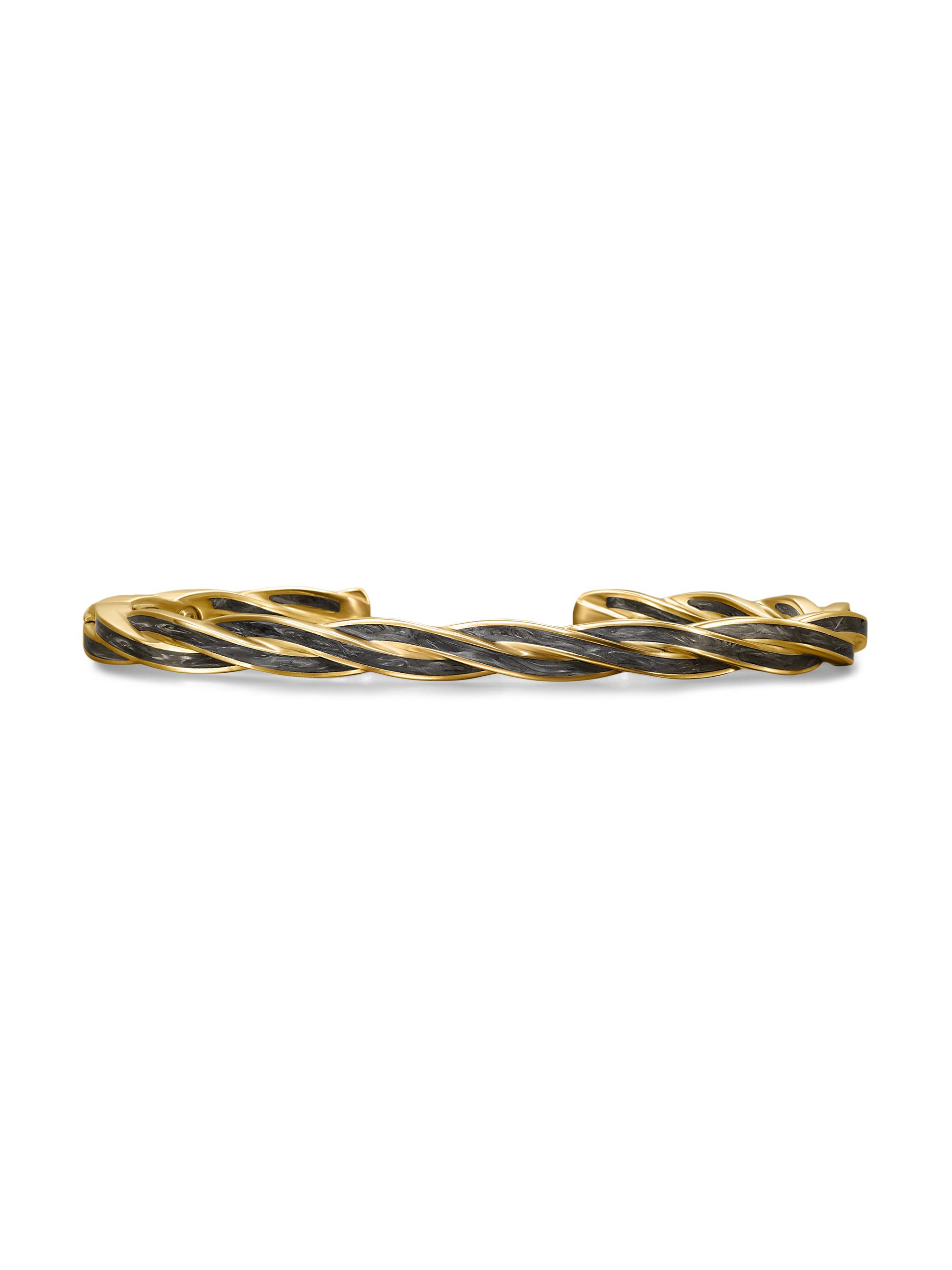 David Yurman Men's DY Helios Cuff Bracelet in 18K Yellow Gold - Forged Carbon