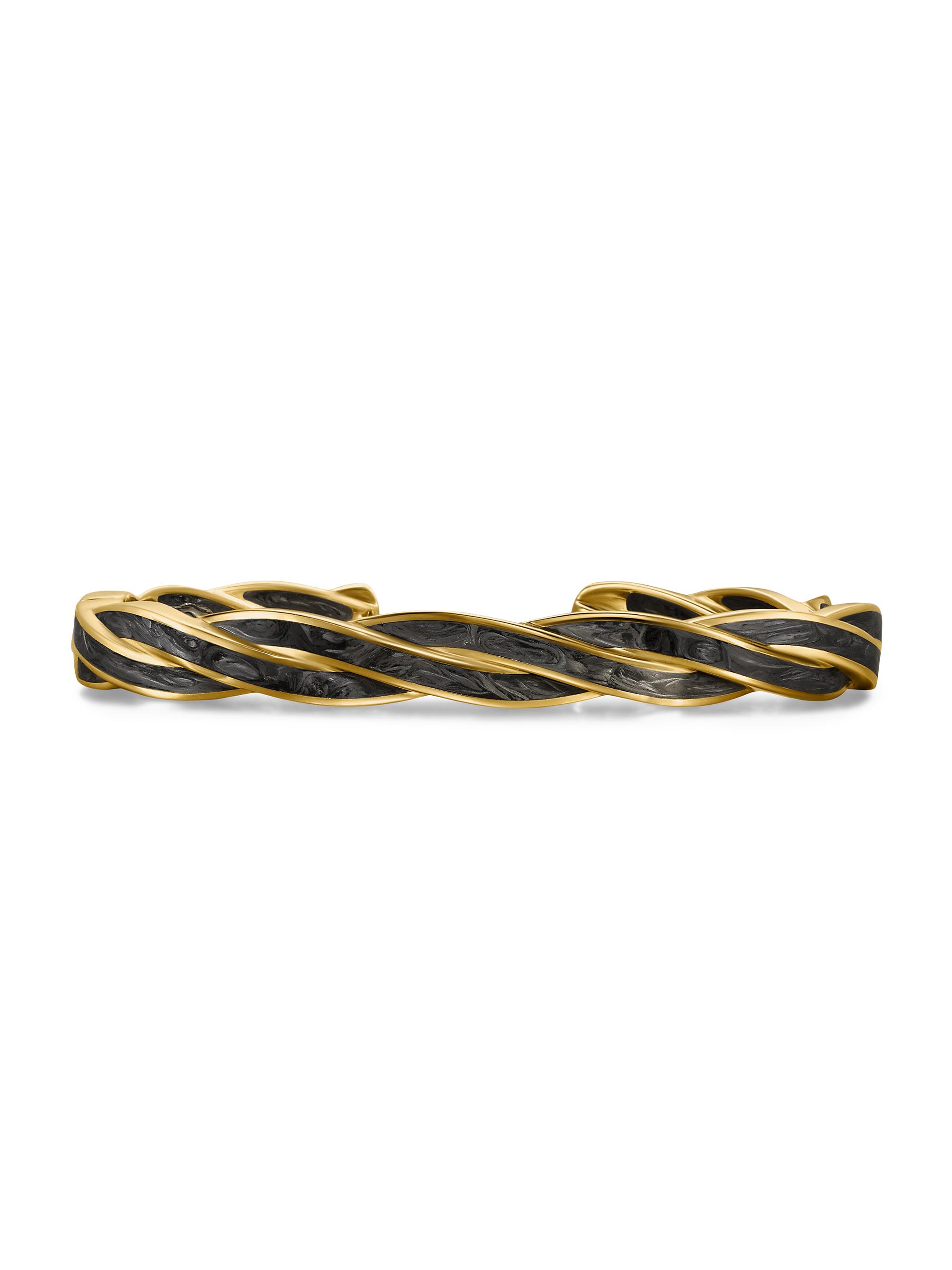David Yurman Men's DY Helios Cuff Bracelet in 18K Yellow Gold - Forged Carbon