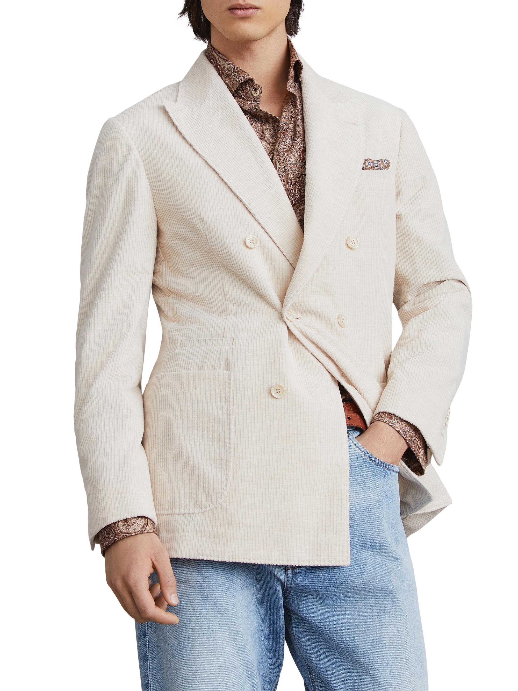 Brunello Cucinelli Men's One and a Half Breasted Deconstructed Blazer with Patch Pockets - Beige