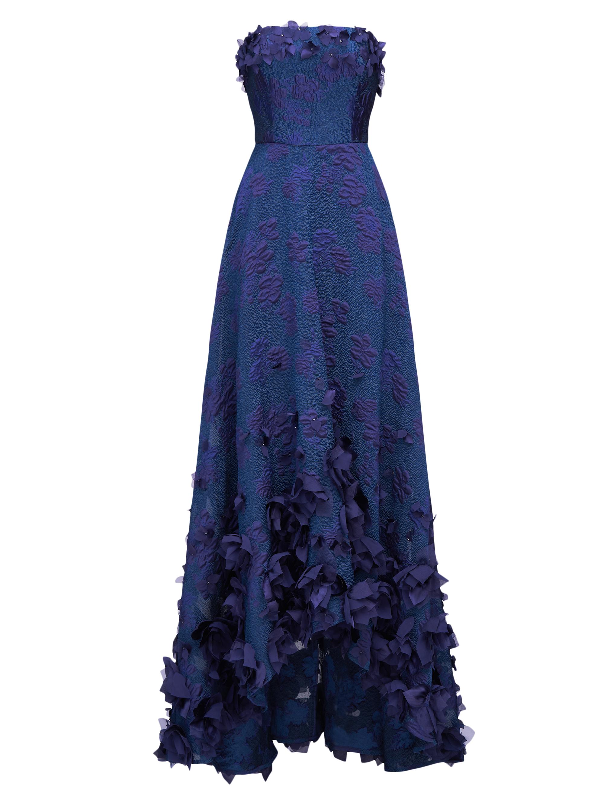 Theia Women's Charlie Strapless High-Low Petal Gown - Navy