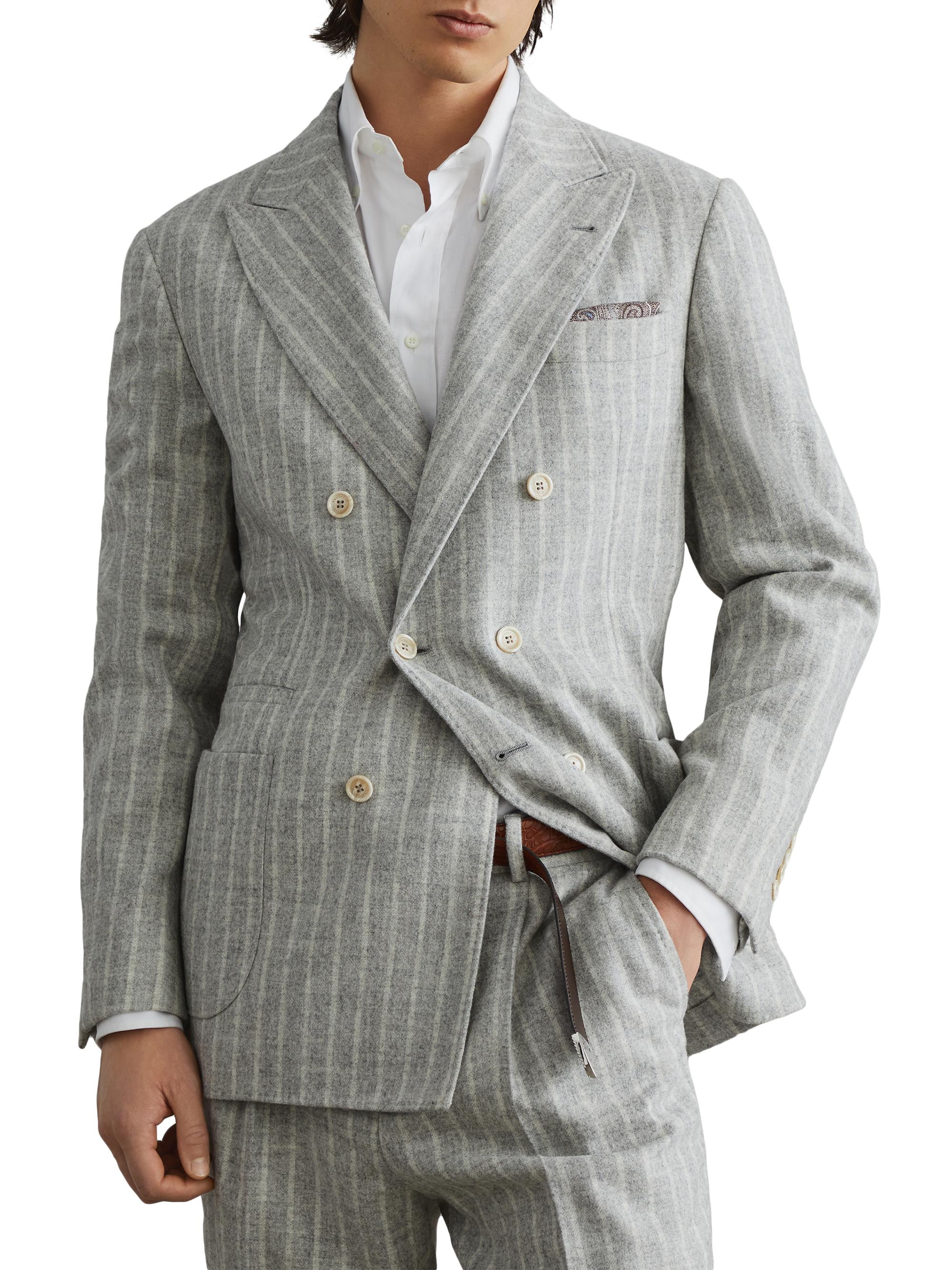 Brunello Cucinelli Men's One and a Half Breasted Deconstructed Blazer with Patch Pockets - Pearl Grey