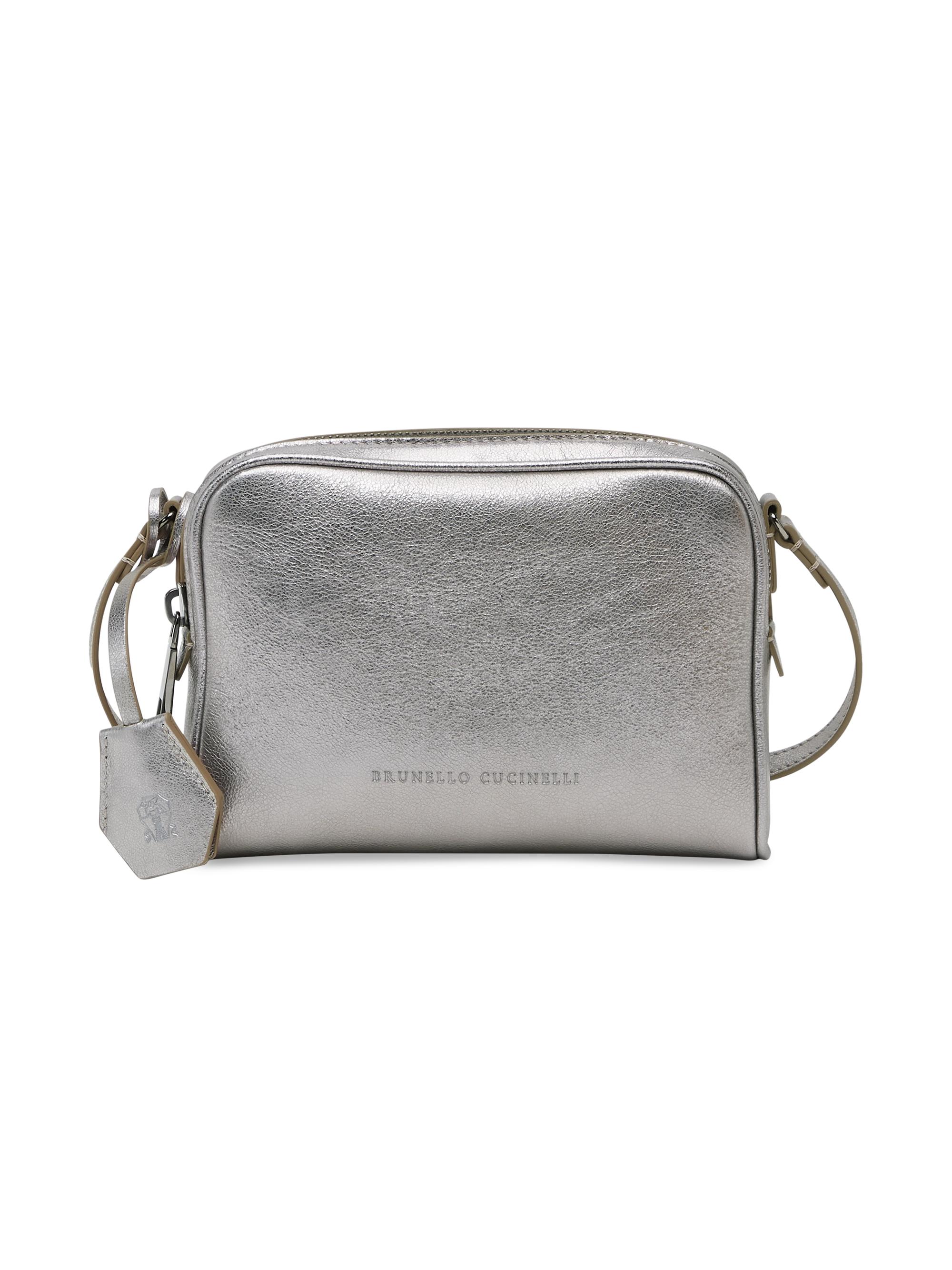 Brunello Cucinelli Women's Lamã Calfskin Boston Clutch Bag - Silver