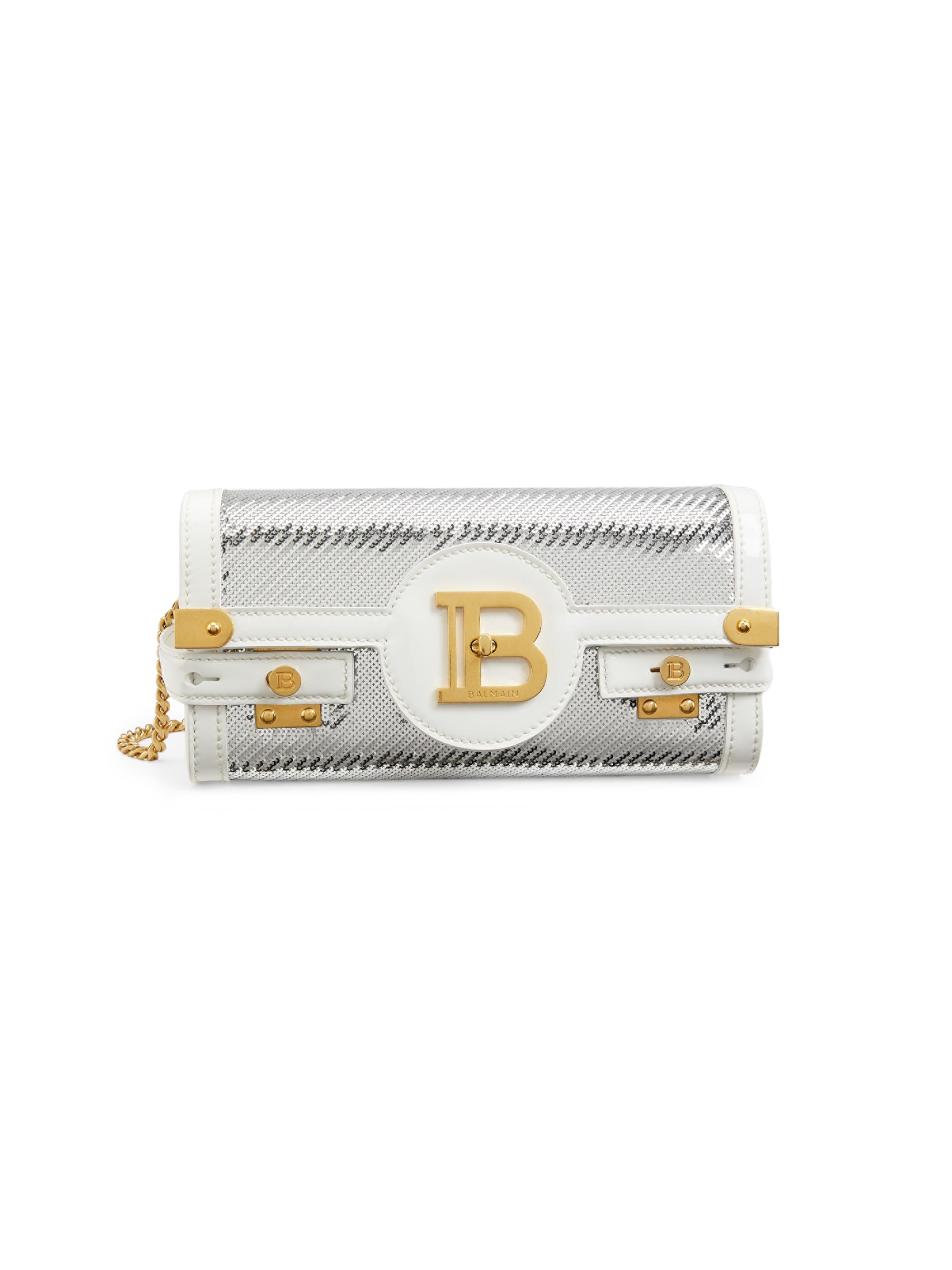 Balmain Women's B-Buzz Patent Leather & Sequined Pouch - Blanc