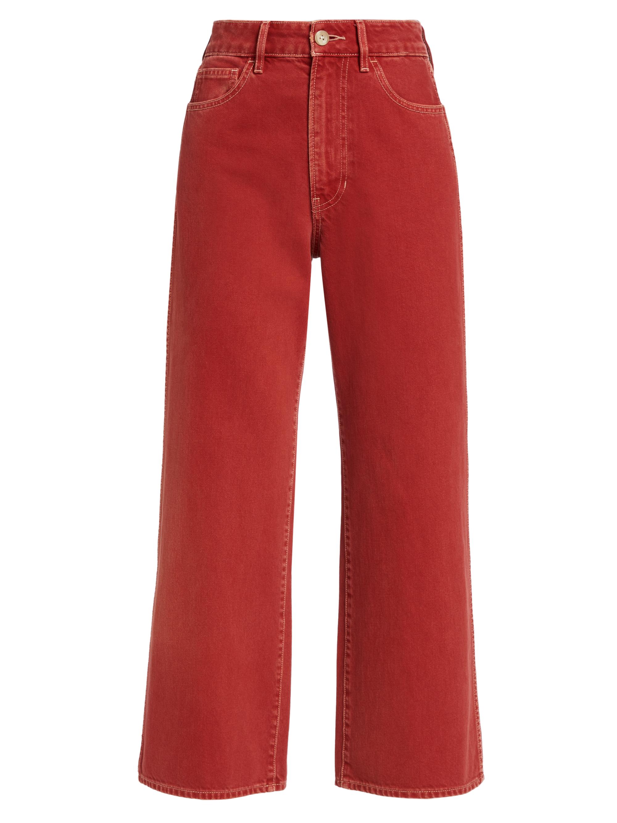 Veronica Beard Women's Taylor Wide-Leg Crop Jeans - Brick Red