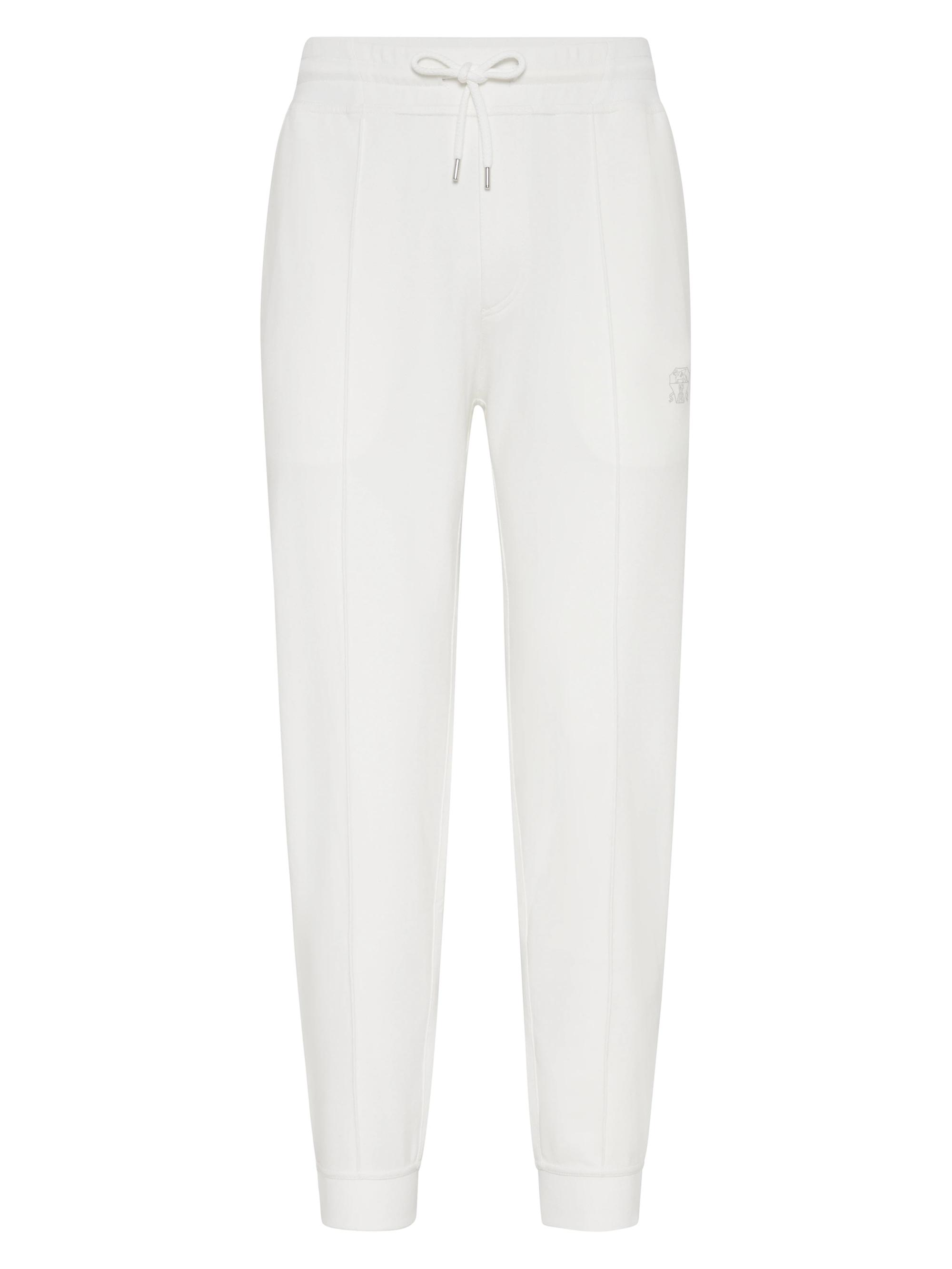 Brunello Cucinelli Men's French Terry Jogger with Crête Detail - Off White