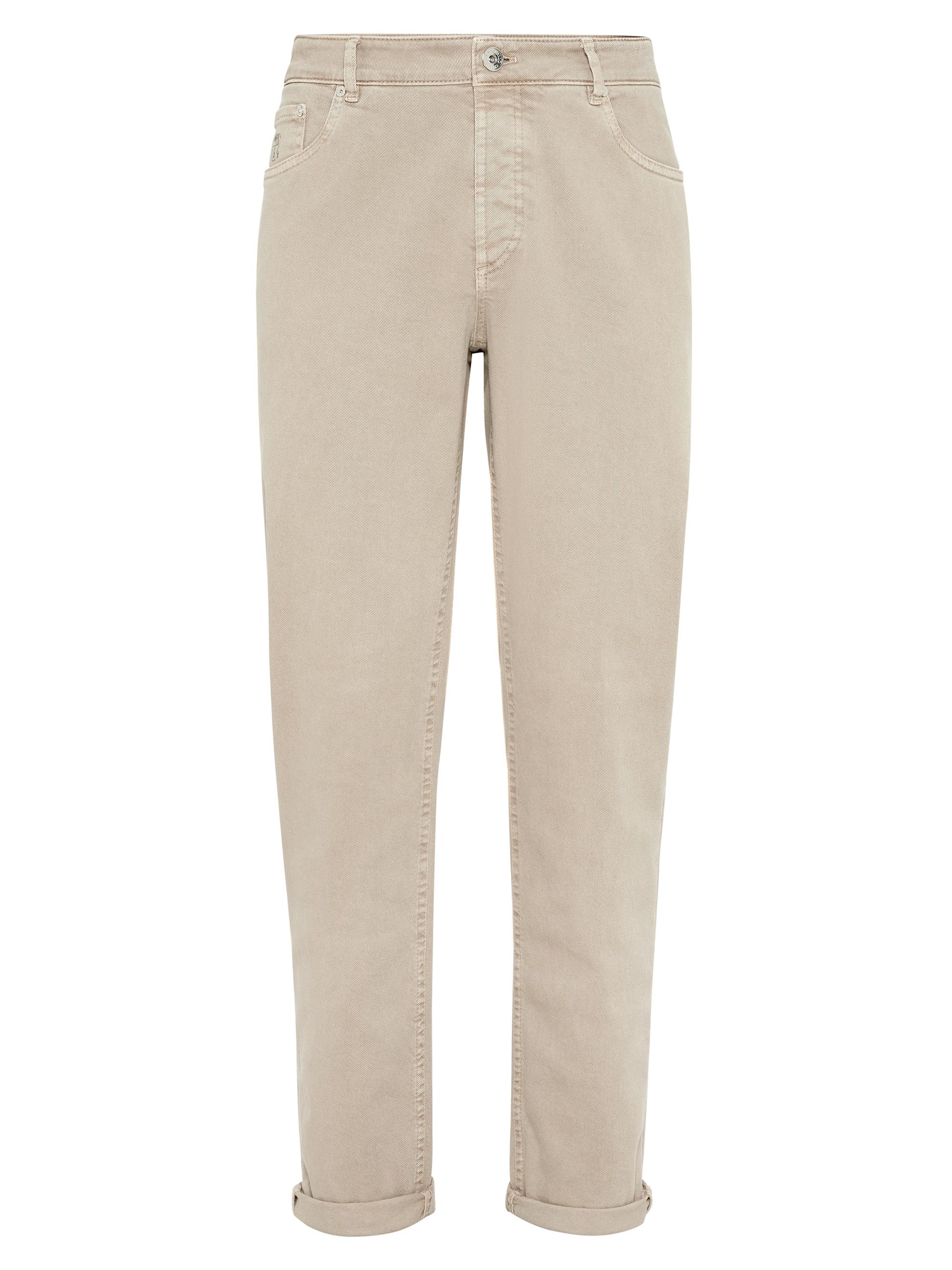 Brunello Cucinelli Men's Lightweight Denim Traditional Fit Five Pocket Jeans - Light Brown