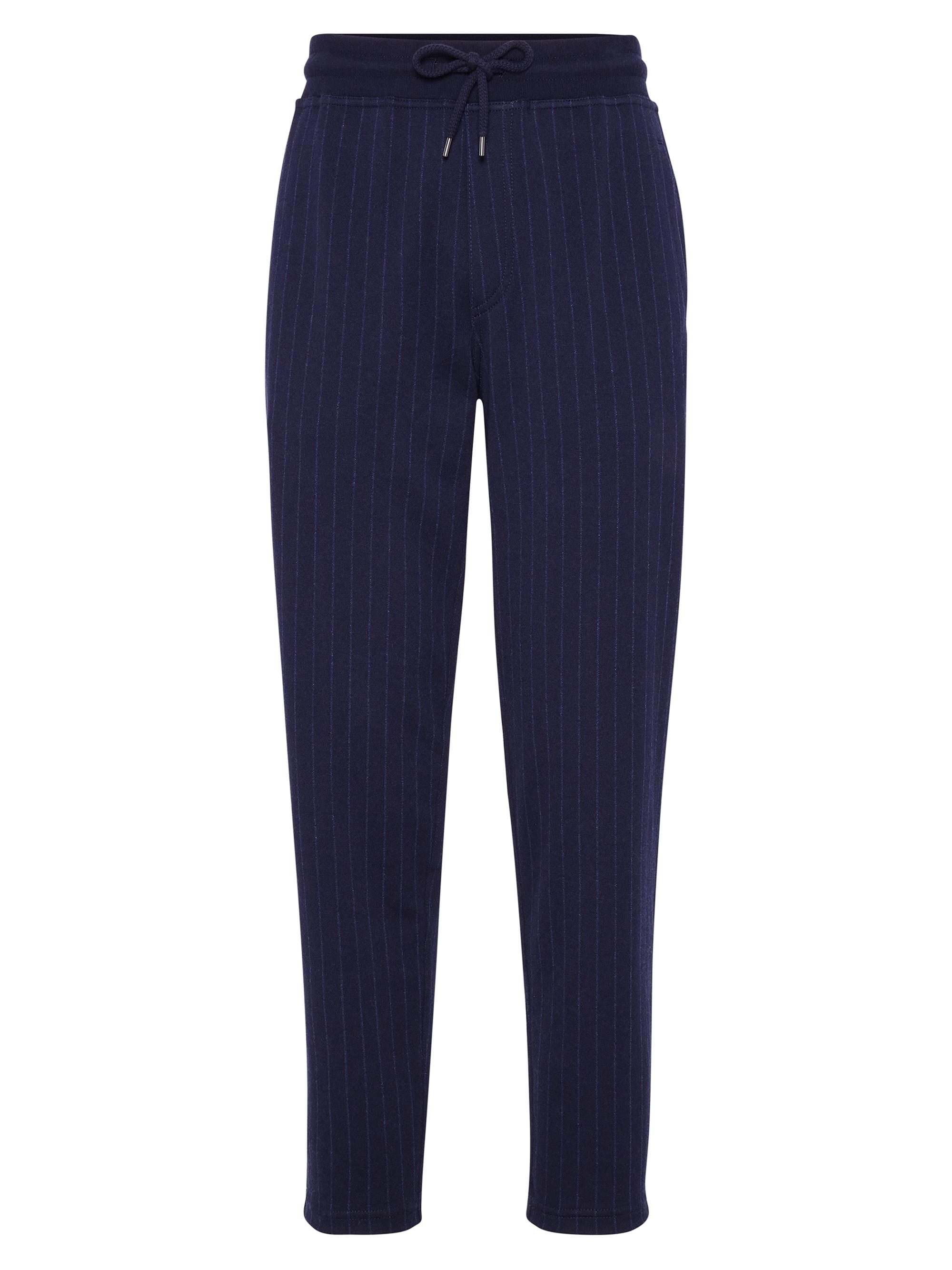 Brunello Cucinelli Men's Stripe French Terry Double Cloth Joggers - Blue