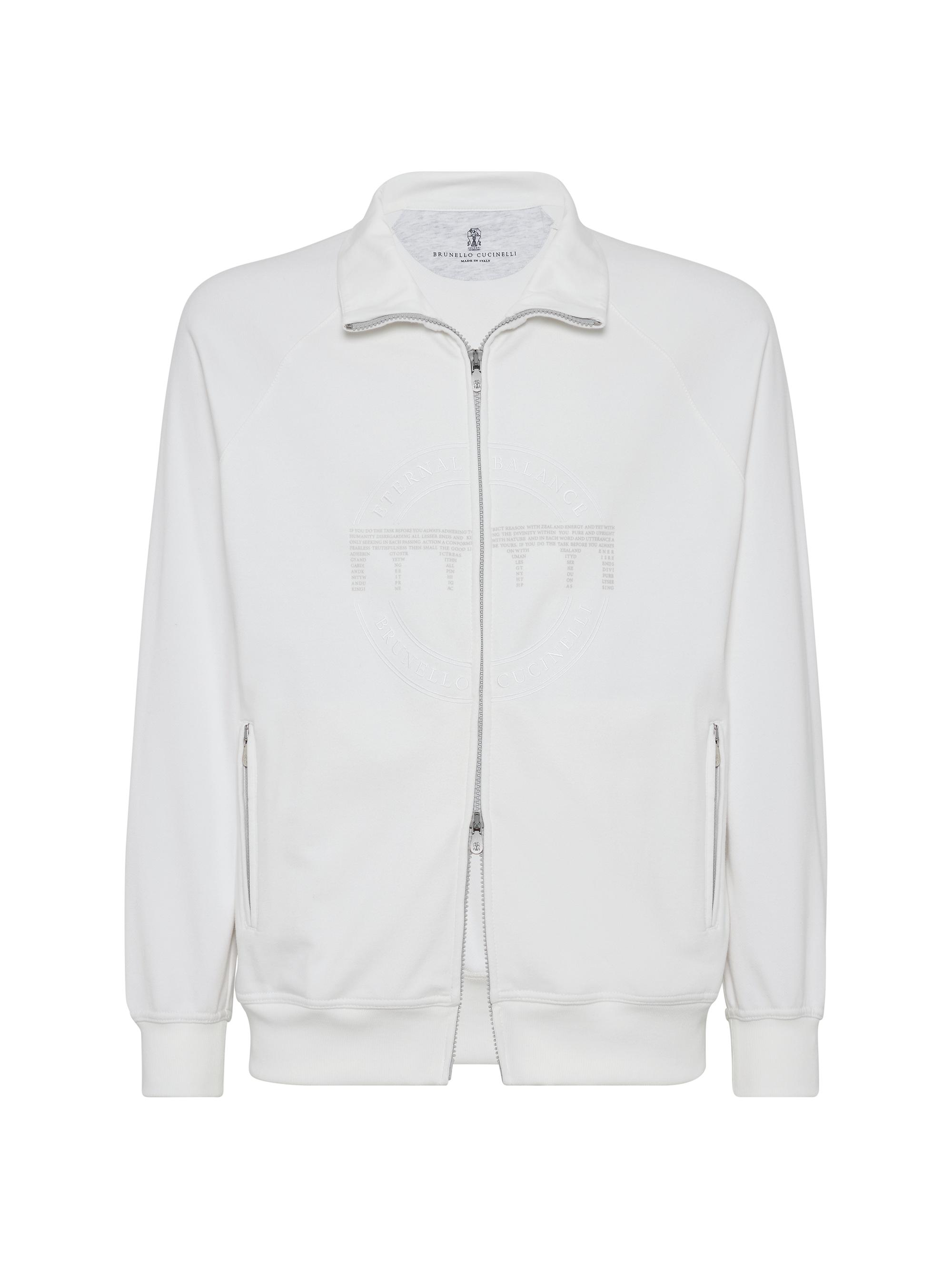 Brunello Cucinelli Men's Techno Cotton French Terry Sweatshirt - Off White