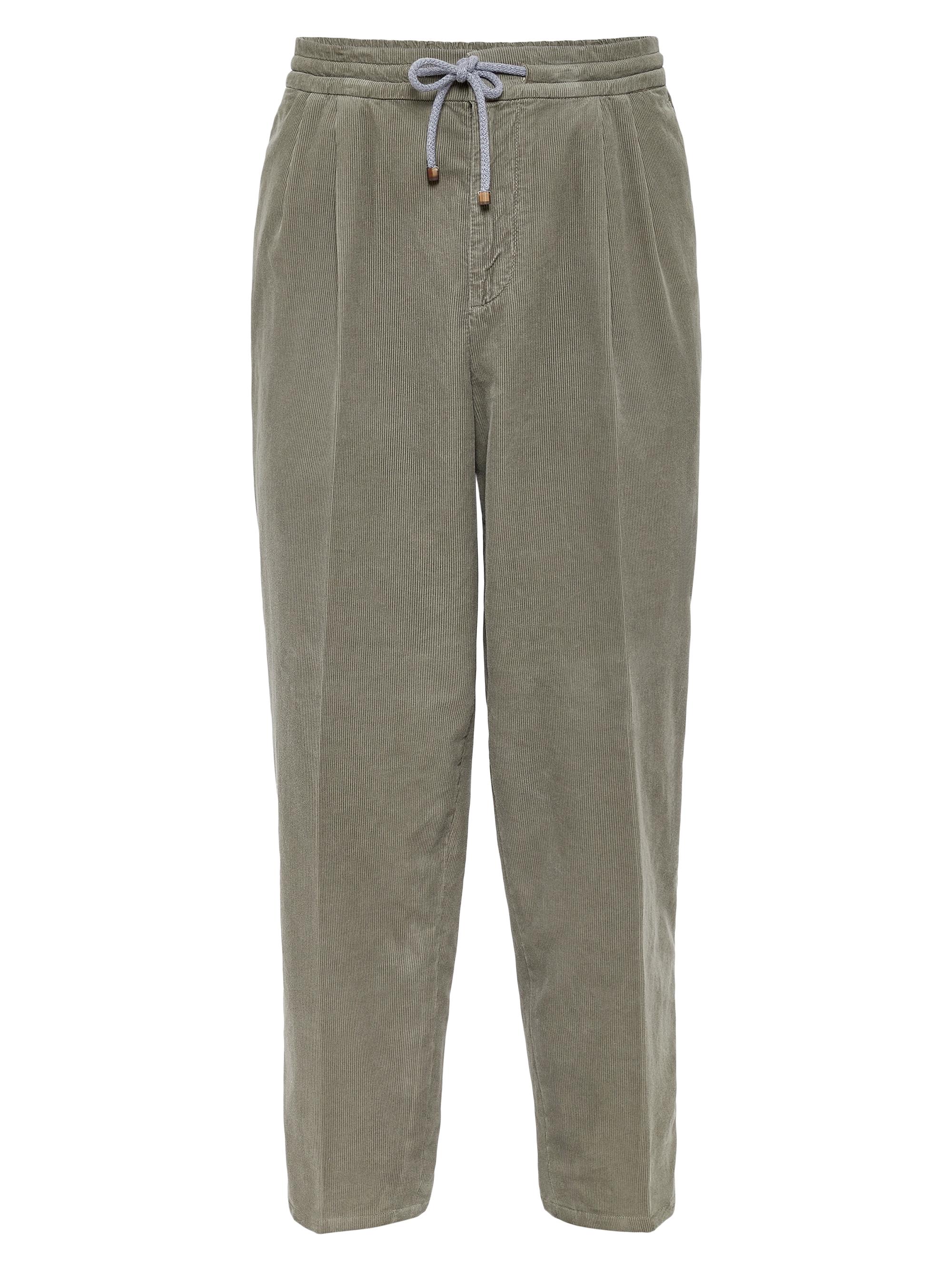 Brunello Cucinelli Men's Garment Dyed Leisure Fit Trousers - Military