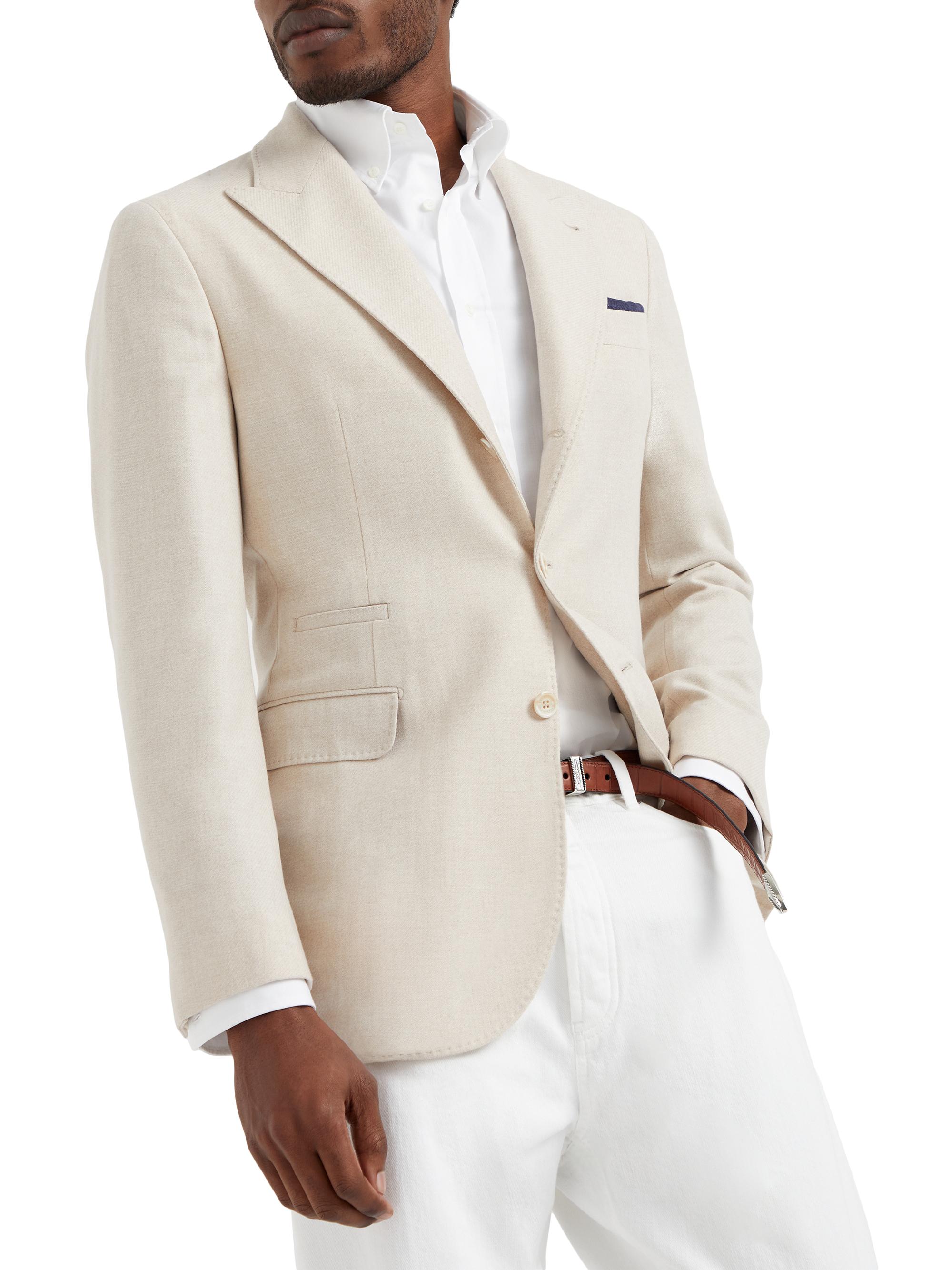 Brunello Cucinelli Men's Wool, Silk And Cashmere Diagonal Deconstructed Blazer - Sand