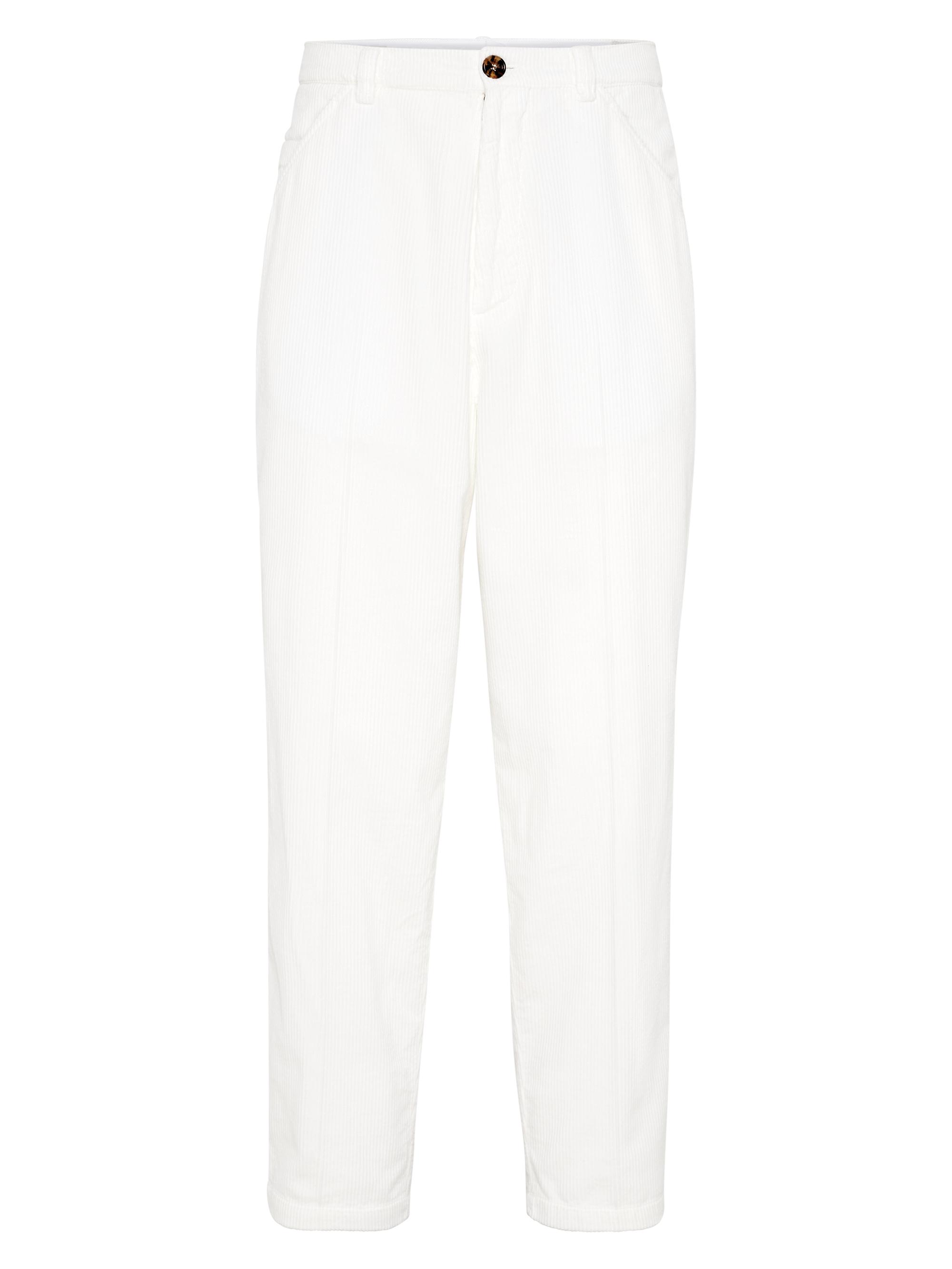 Brunello Cucinelli Men's Garment Dyed Leisure Fit Trousers in Cotton Corduroy - Snow