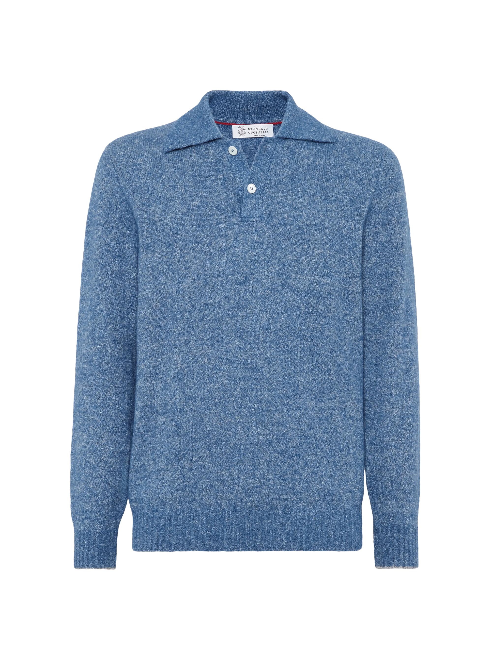 Brunello Cucinelli Men's Knit Polo Sweater - Azure