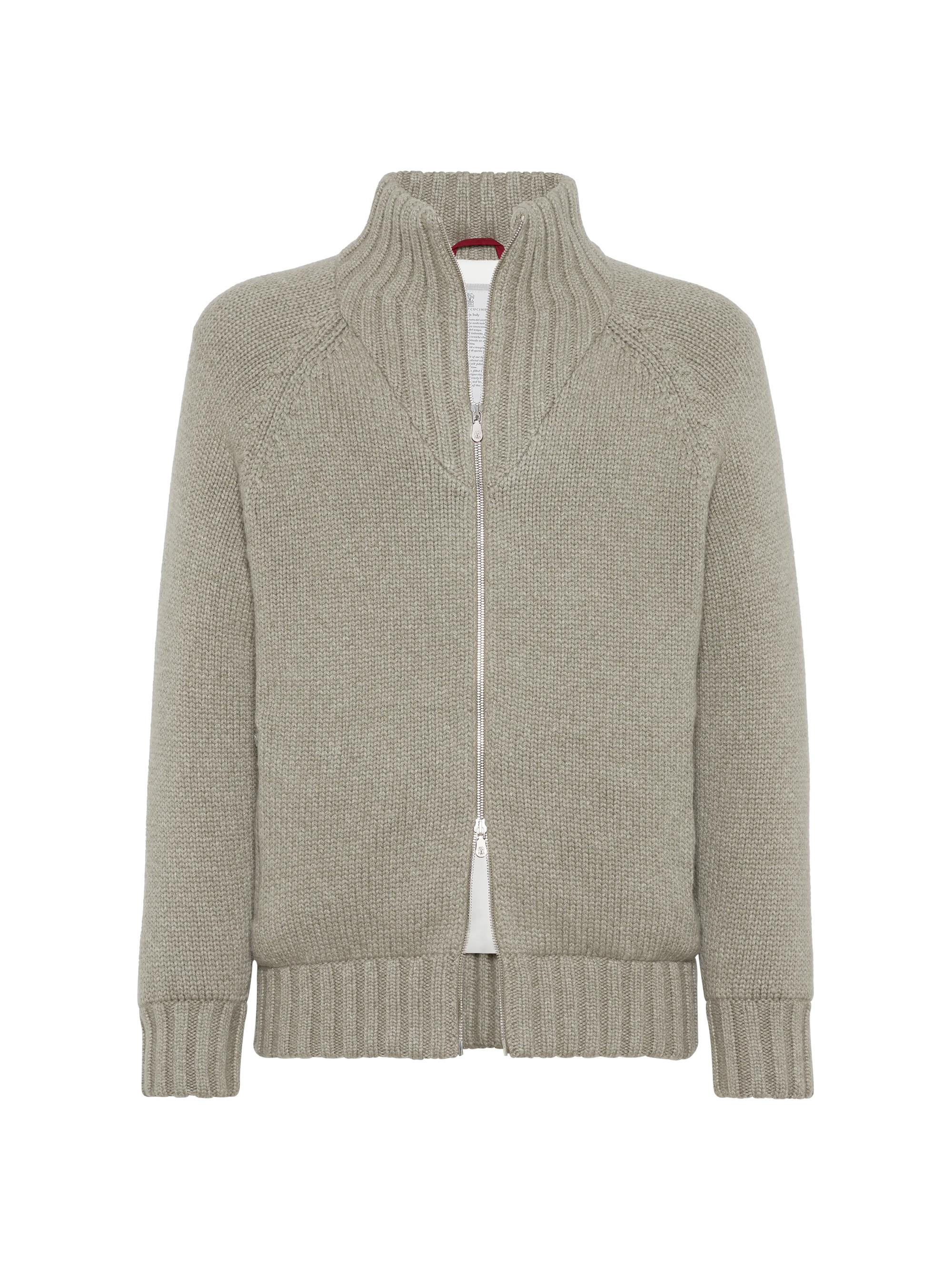 Brunello Cucinelli Men's Cashmere Feather Yarn Knit Outerwear Jacket - Olive