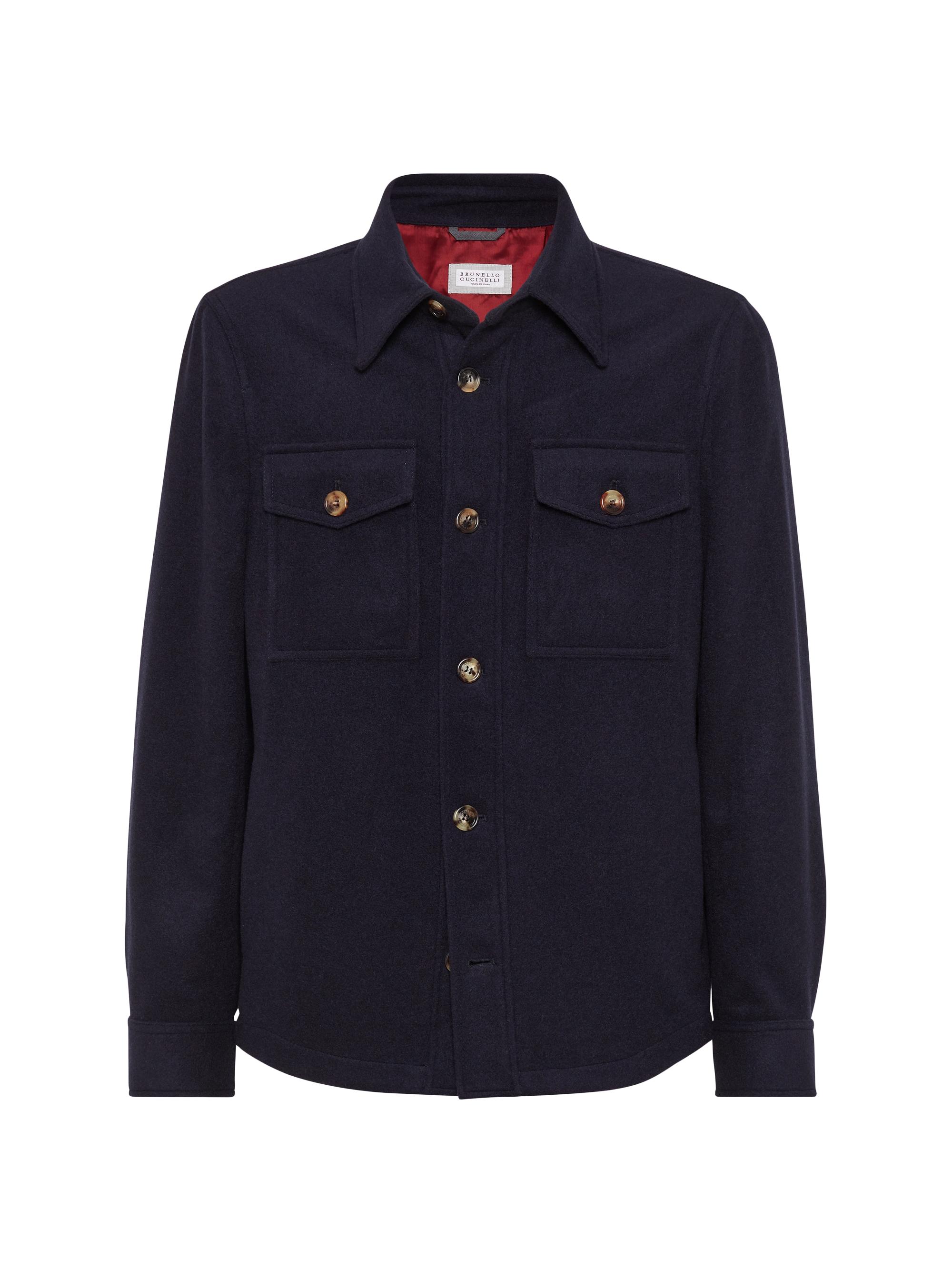 Brunello Cucinelli Men's Lightweight Water Resistant Cashmere Overshirt - Navy Blue