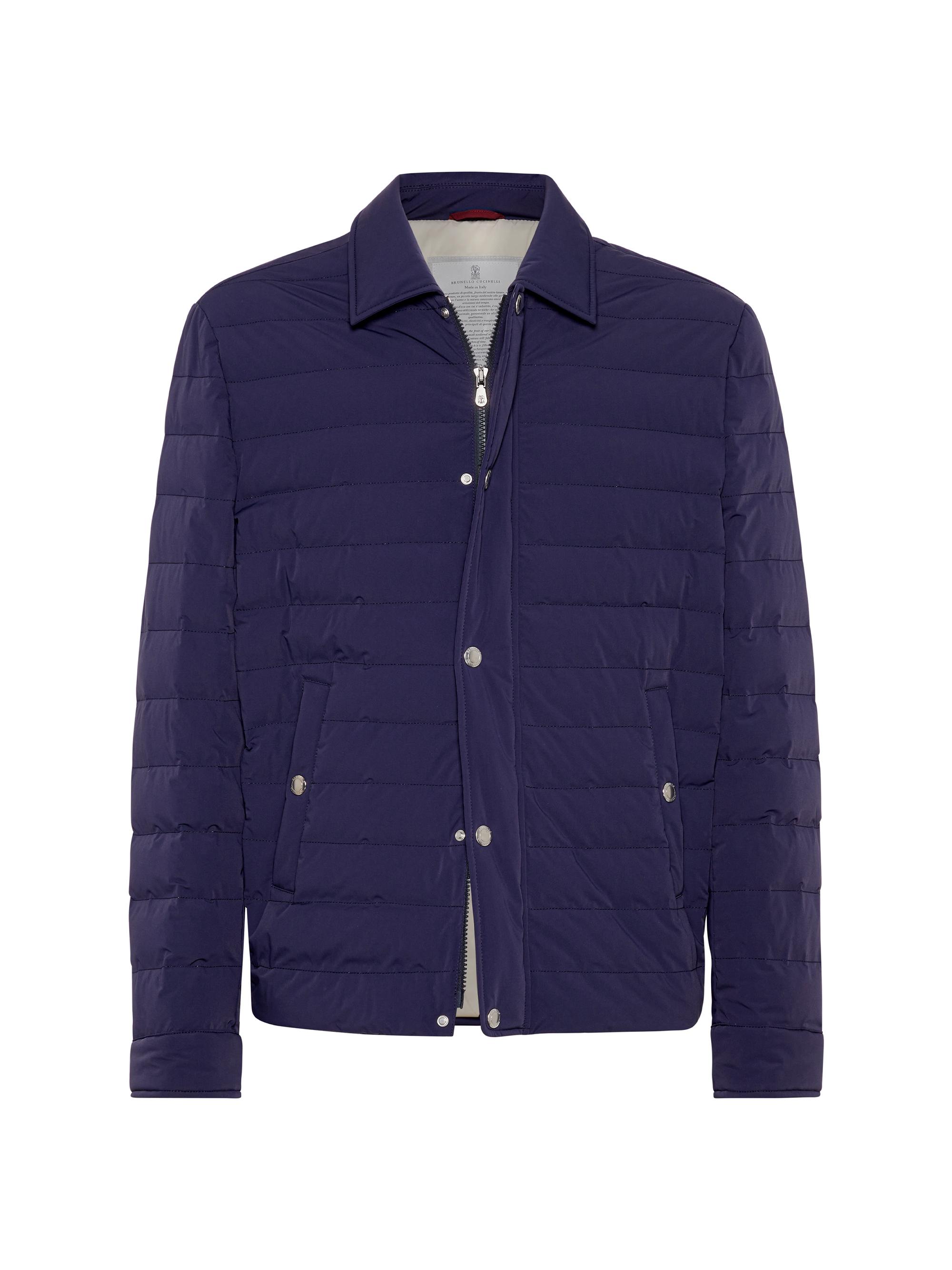 Brunello Cucinelli Men's Bonded Taffeta Down Jacket - Indigo