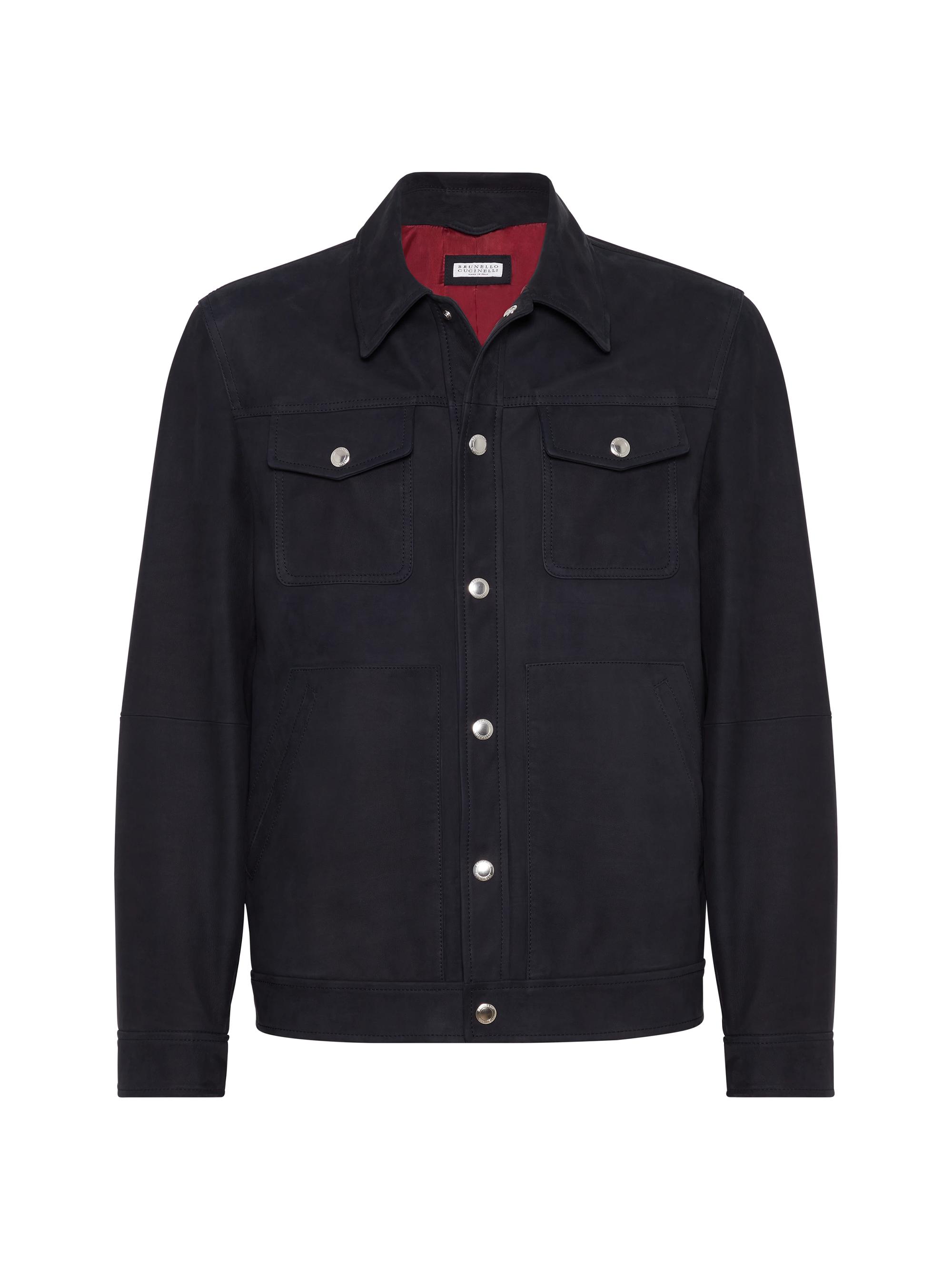 Brunello Cucinelli Men's Nubuck Overshirt - Navy Blue