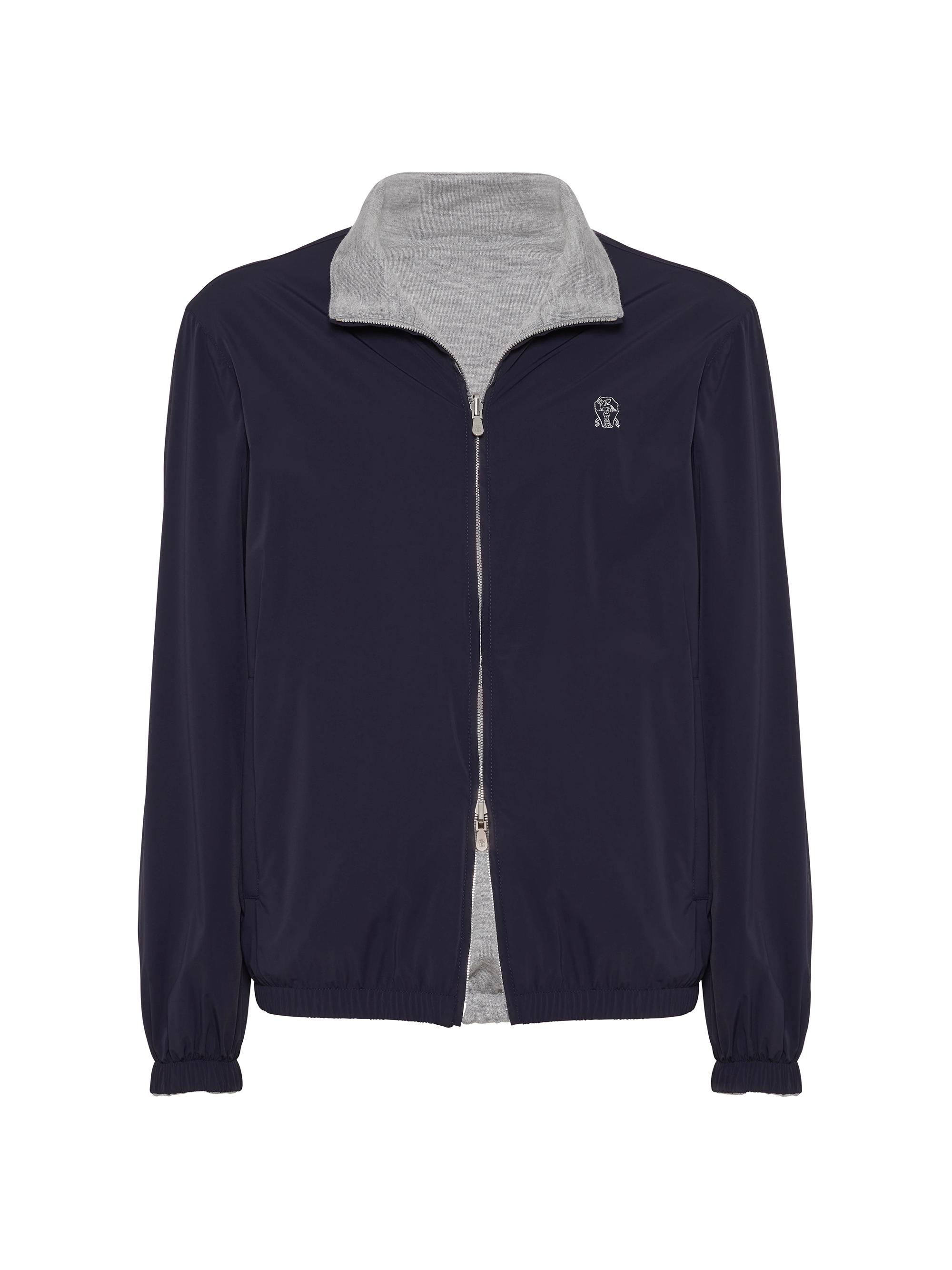 Brunello Cucinelli Men's Bonded Nylon Reversible Outerwear Jacket - Navy Blue