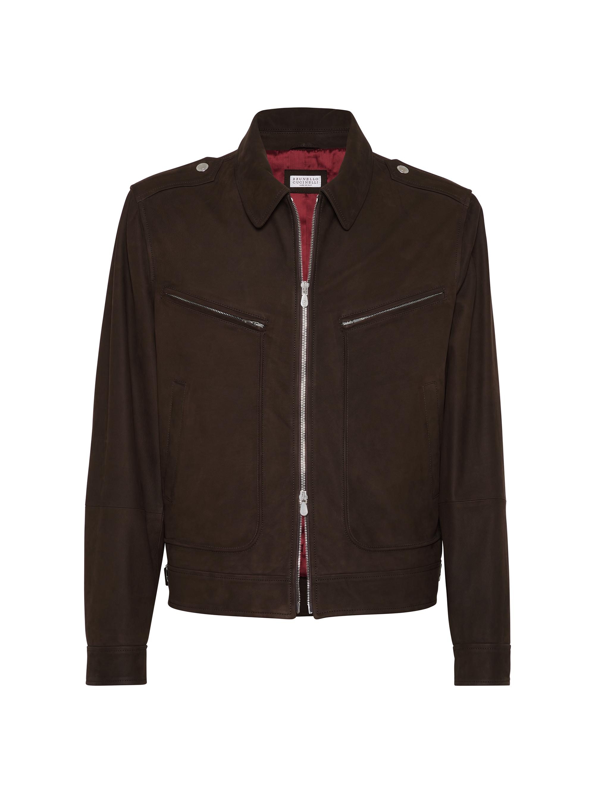 Brunello Cucinelli Men's Nubuck Pilot Jacket - Rust Brown