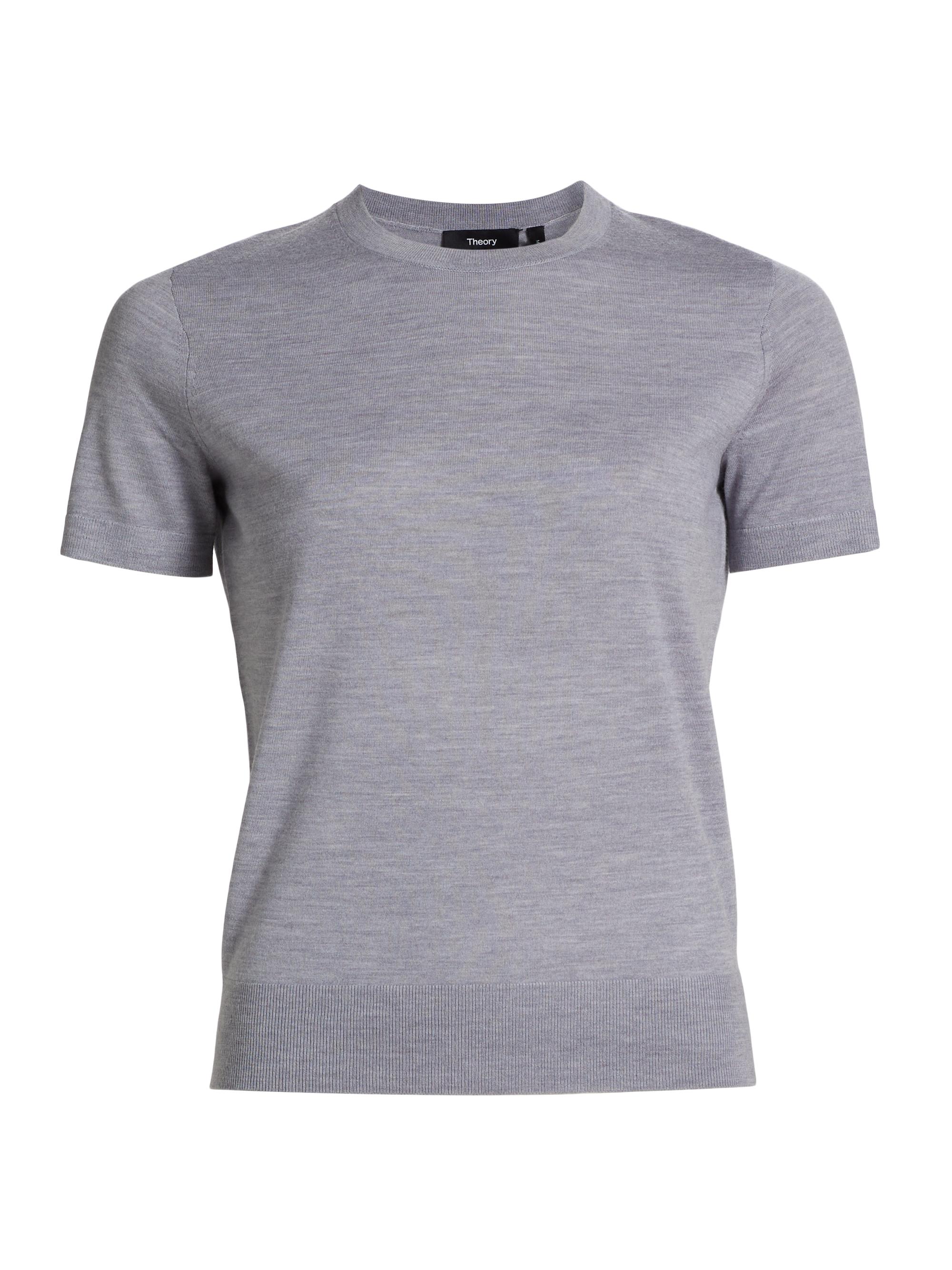 Theory Women's Basic Merino Wool T-Shirt - Cool Heather Grey