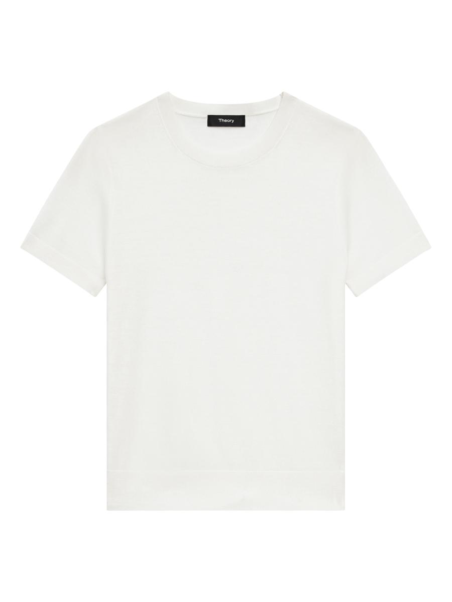 Theory Women's Basic Merino Wool T-shirt In White