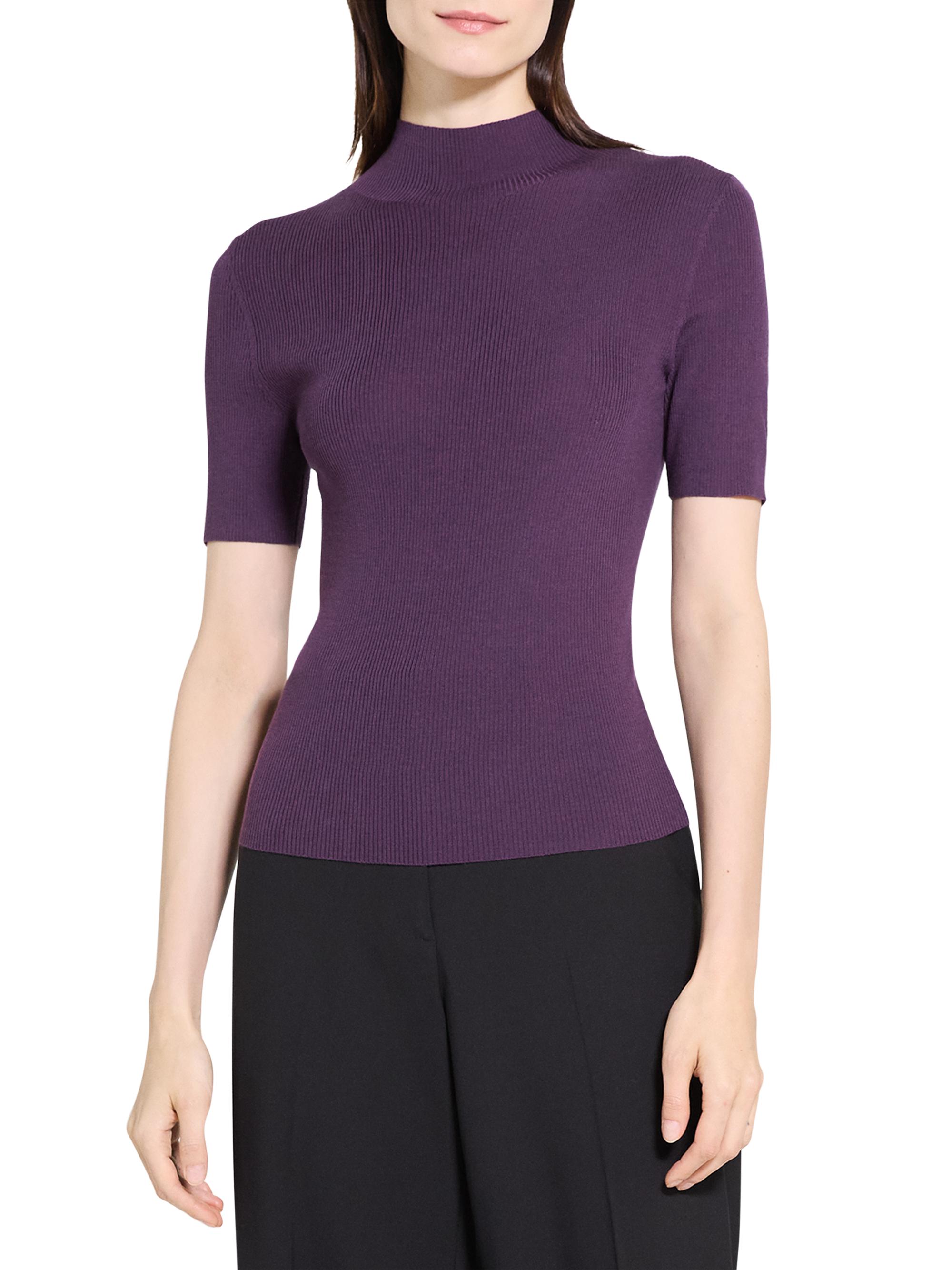 Theory Leenda Merino Wool Short-Sleeve Sweater | Saks Fifth Avenue