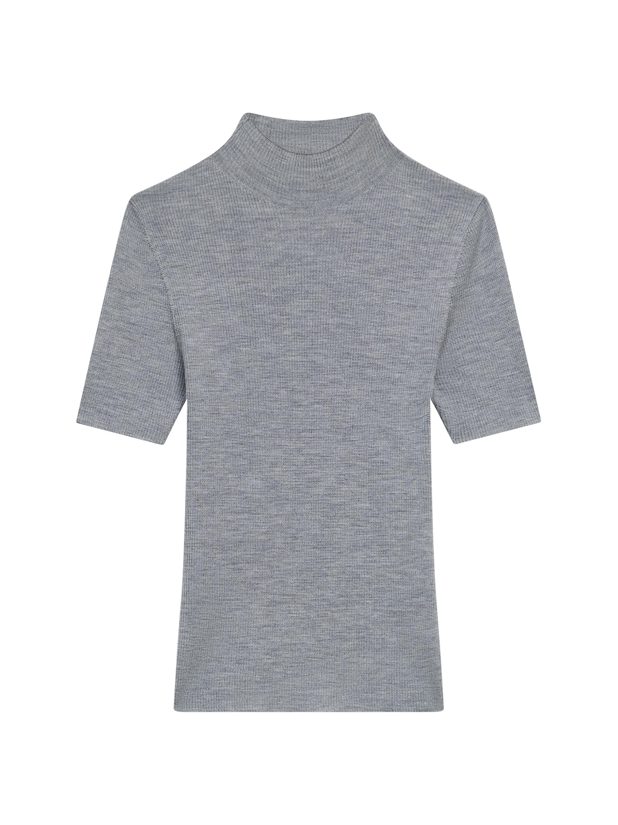 Theory Women's Leenda Merino Wool Short-Sleeve Sweater - Light Heather Grey Frost