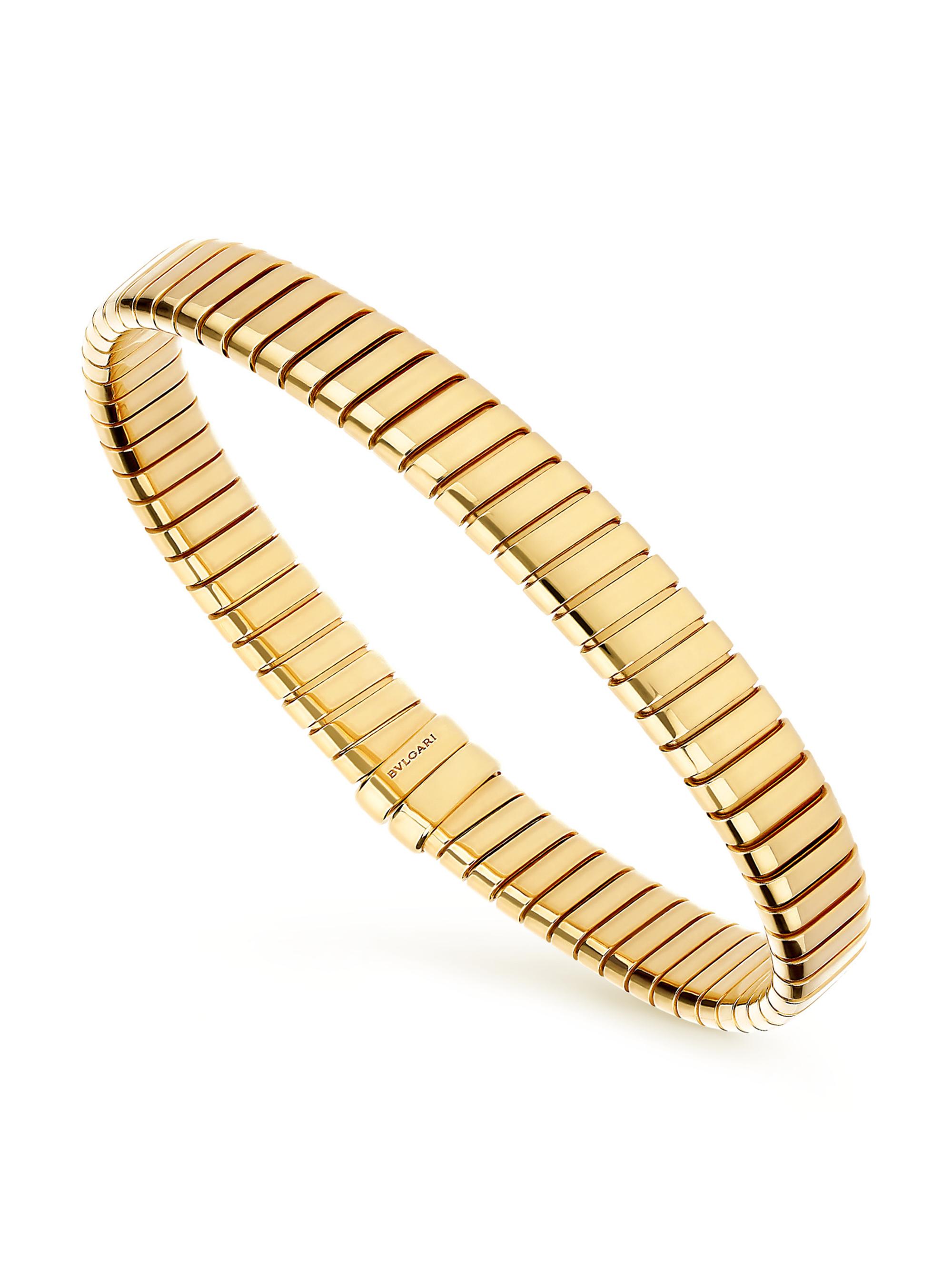 BVLGARI Tubogas 18K Yellow Gold & 0.35 TCW Diamond Cuff Bracelet
