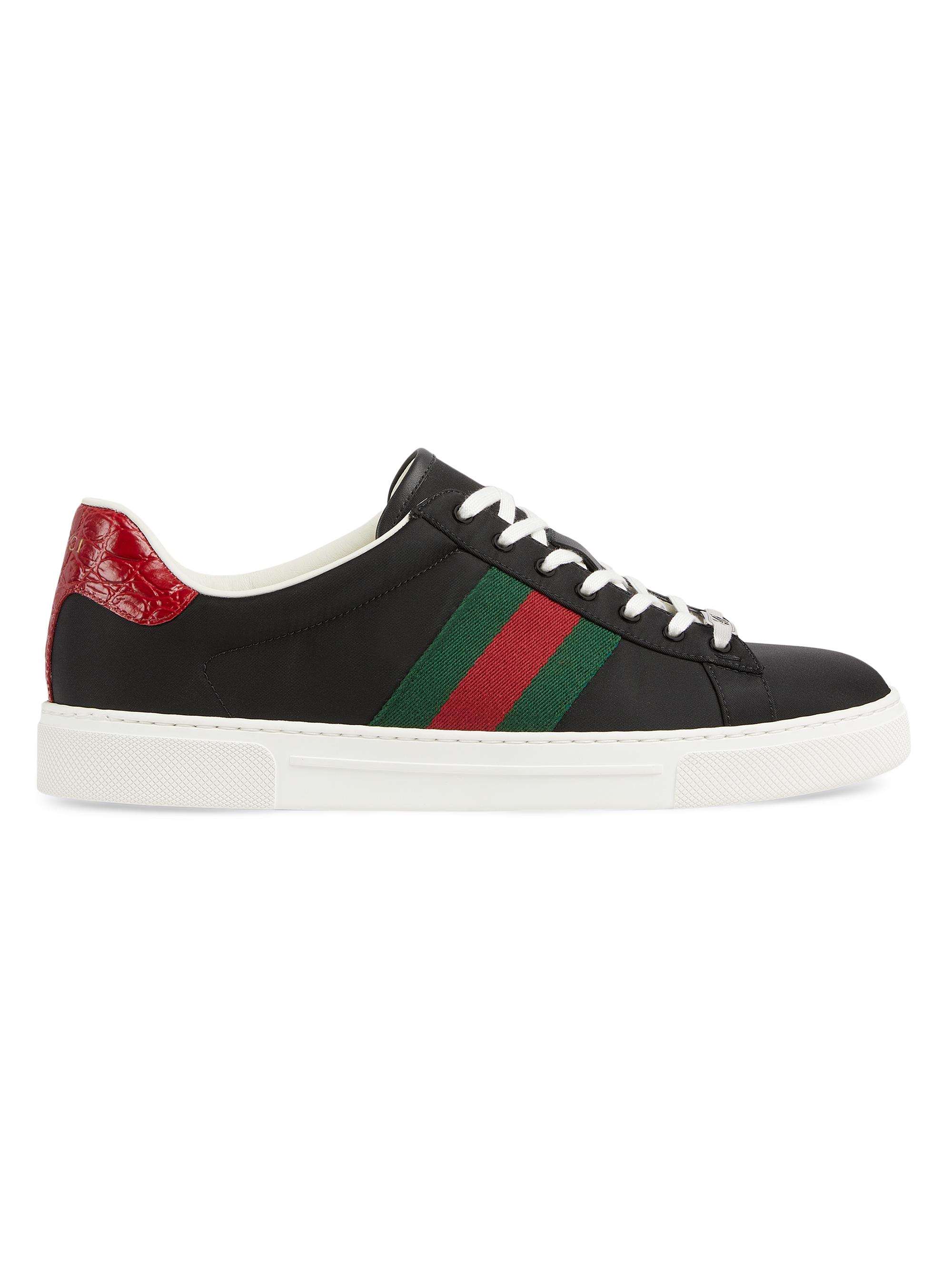 Gucci Men's Ace Nylon Low-Top Sneakers - Black
