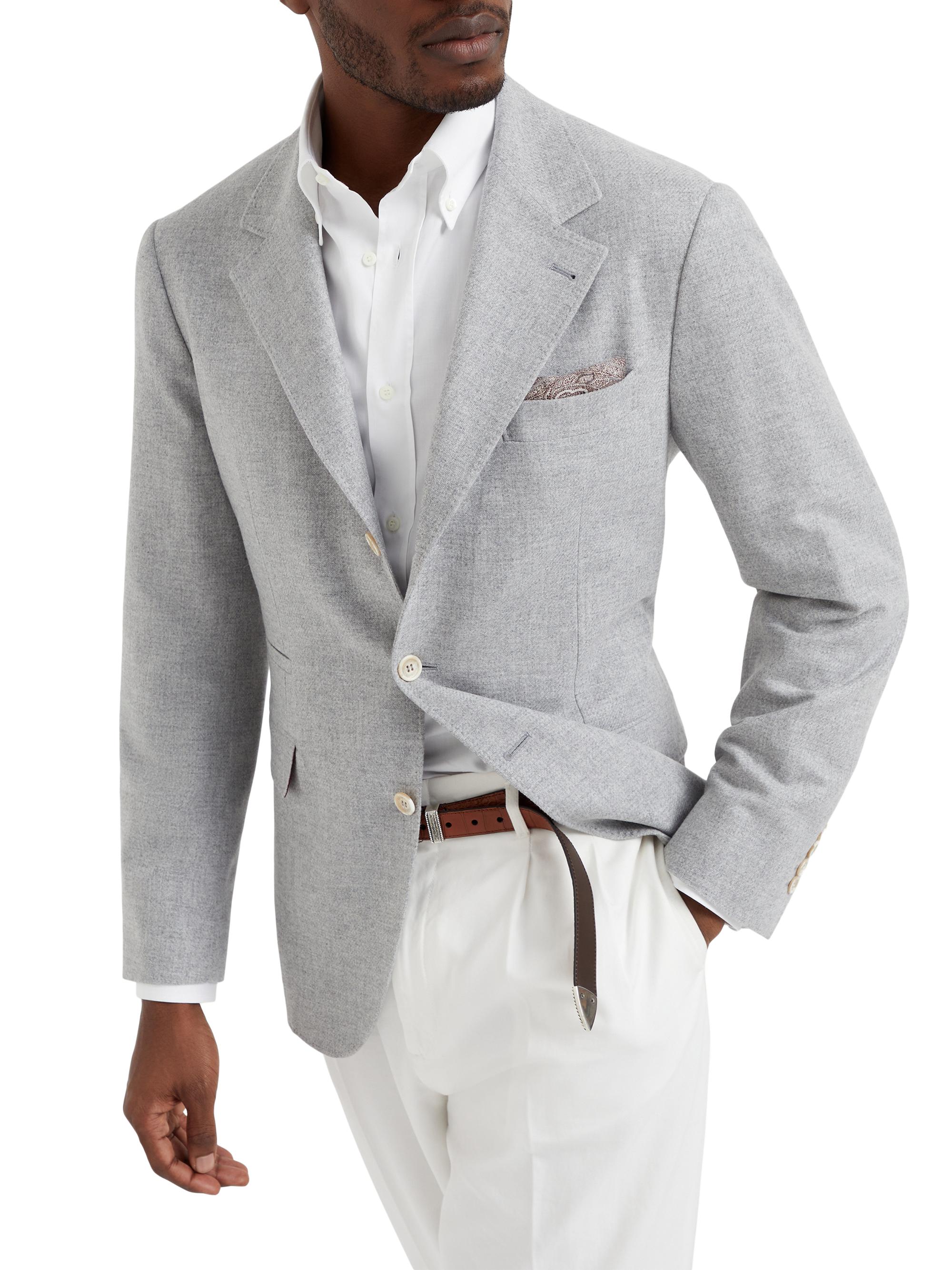 Brunello Cucinelli Men's Wool, Silk and Cashmere Blazer - Fog