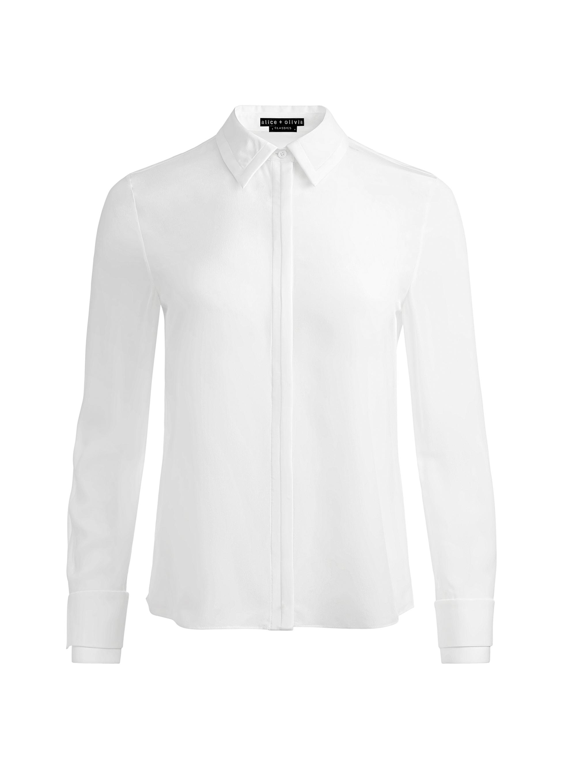Alice + Olivia Women's Willa Relaxed Silk Shirt - Off White